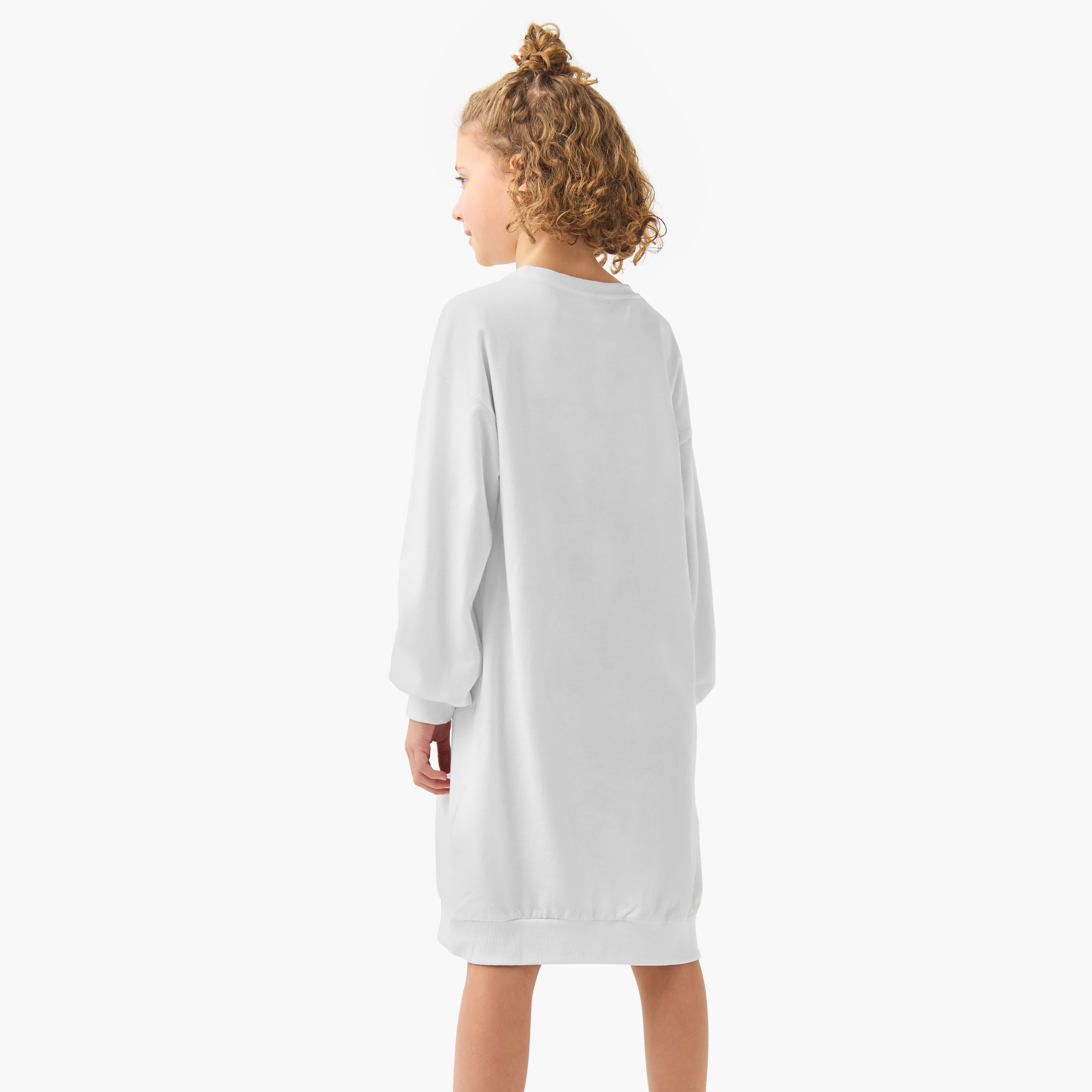 Sanrio Crew Neck Long Sleeves Knee Length Dress with Hello Kitty Print-girls-clothing-dressesandjumpsuits-image-3