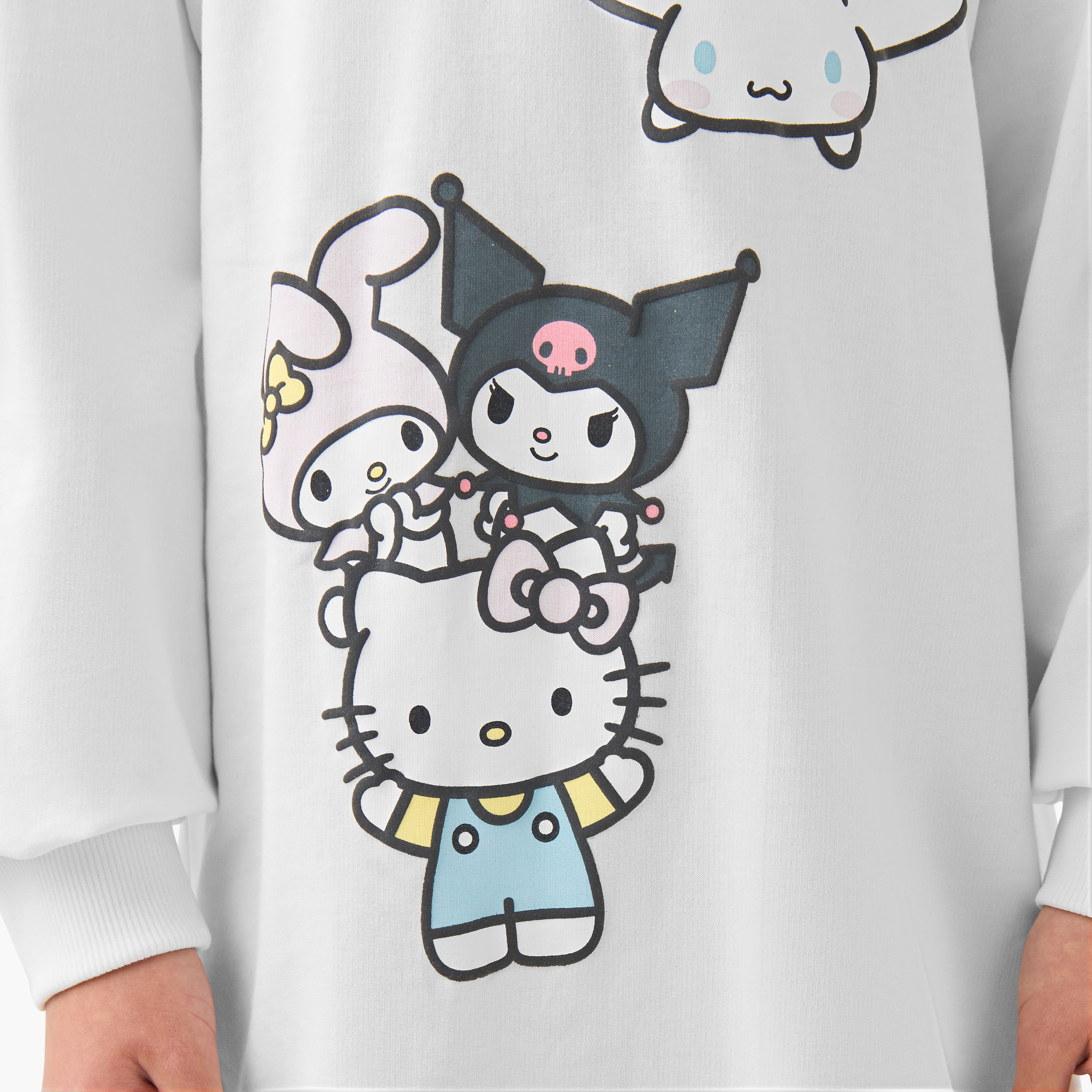 Sanrio Crew Neck Long Sleeves Knee Length Dress with Hello Kitty Print-girls-clothing-dressesandjumpsuits-image-5