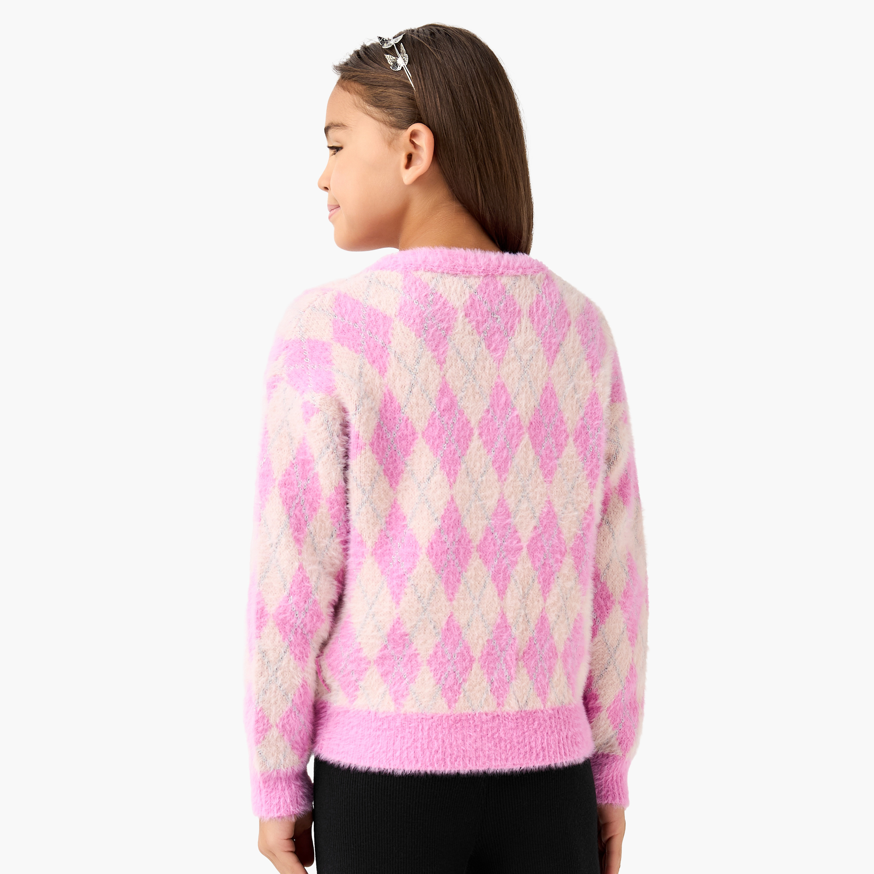 كارديجان بياقة V وأكمام طويلة وزخارف هيلو كيتي من سانريو-girls-clothing-winterwear-jacketsandcoats-image-3