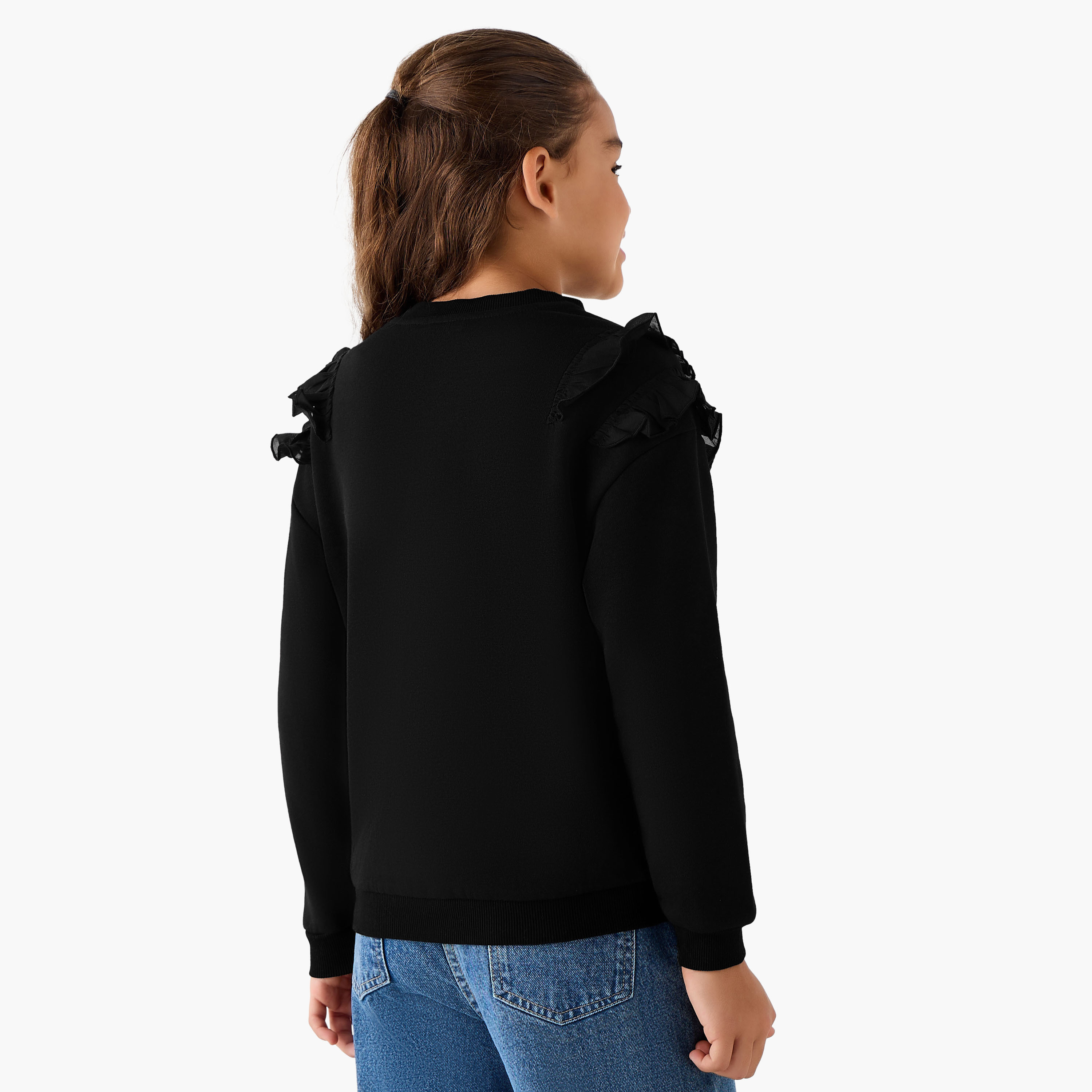 Sanrio Hello Kitty Print Sweatshirt with Ruffle Detail Sleeves-girls-clothing-sweatshirts-image-3