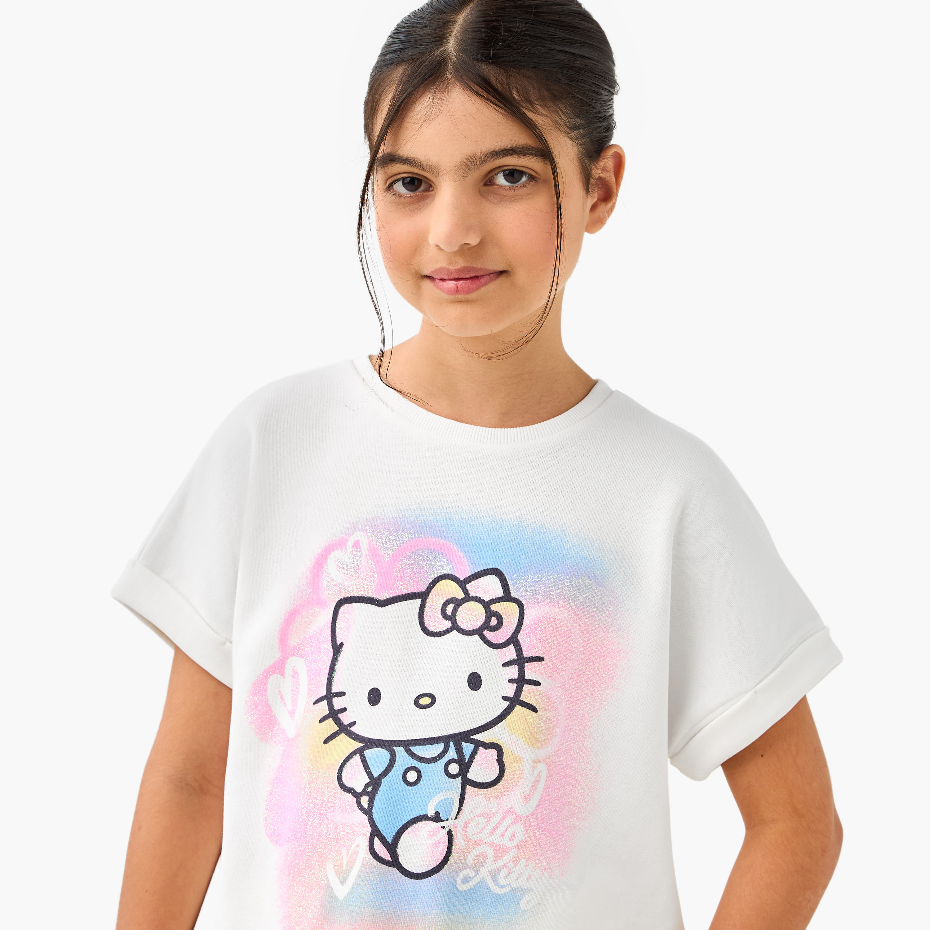 Sanrio Hello Kitty Print T-shirt and Pants Set-girls-clothing-setsandcoords-image-5