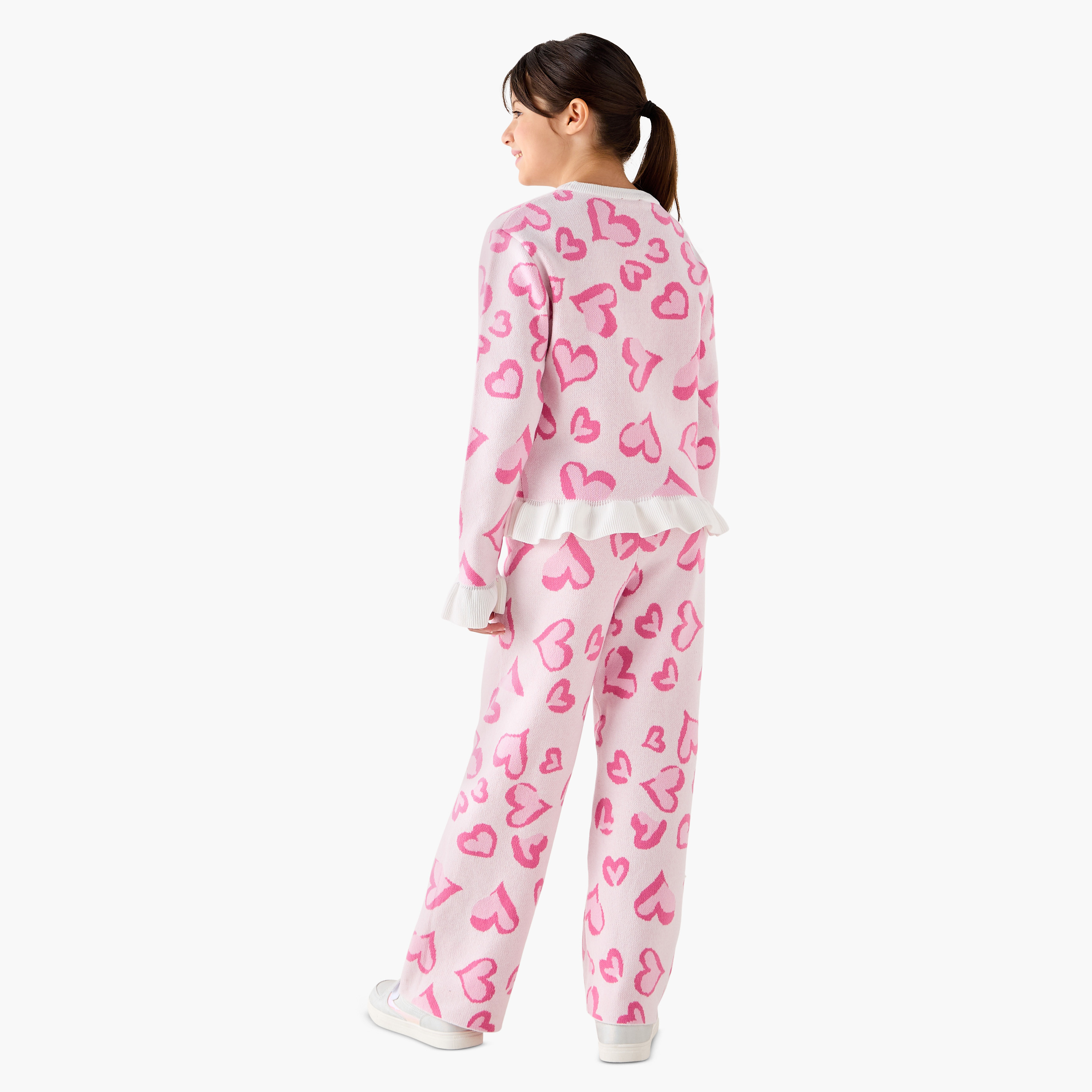 Hello Kitty Heart Print Top and Pants Set-girls-clothing-winterwear-setsandcoords-image-4