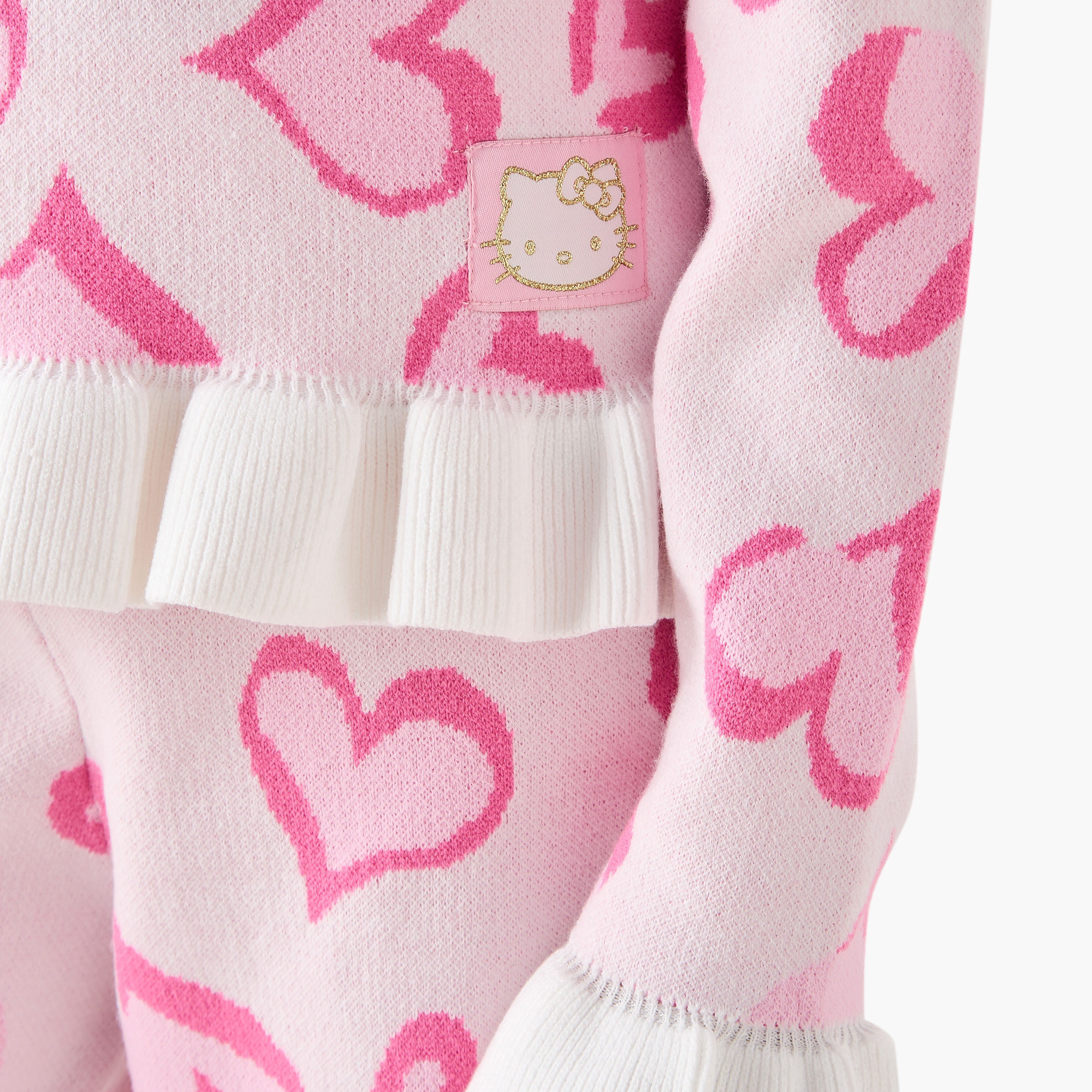 Hello Kitty Heart Print Top and Pants Set-girls-clothing-winterwear-setsandcoords-image-6