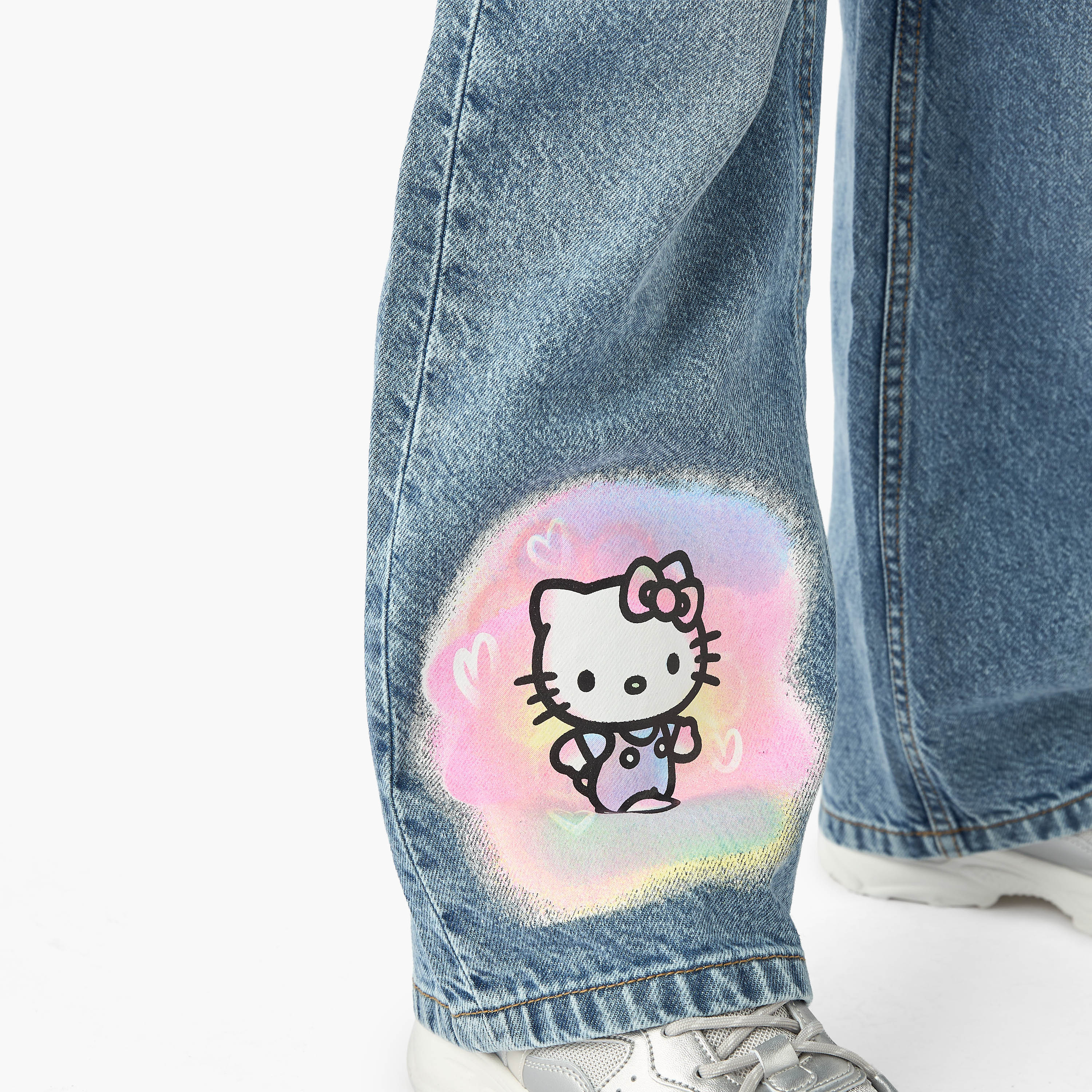 Sanrio Hello Kitty Print Jeans with Button Closure-girls-clothing-bottoms-jeansandjeggings-image-4