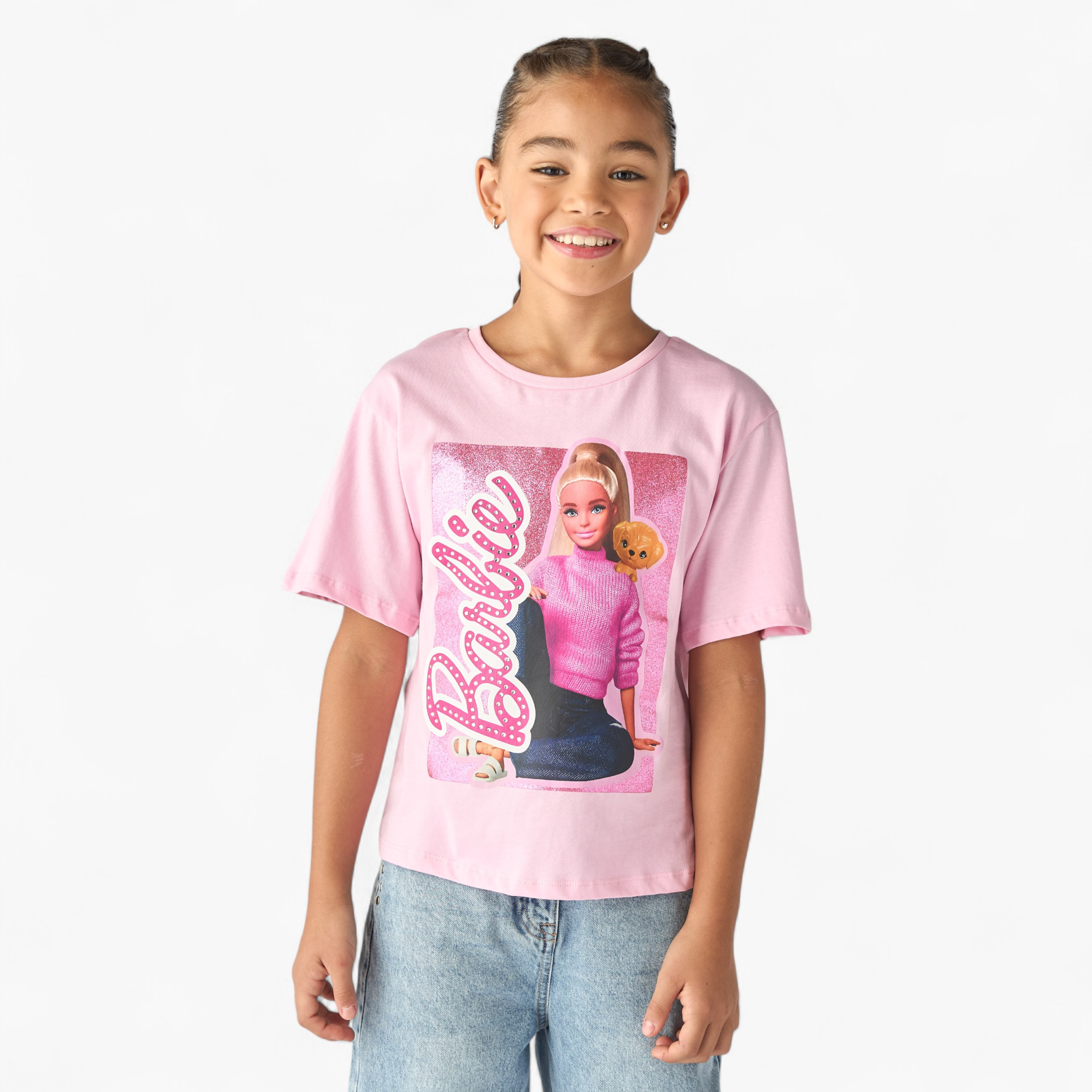 Barbie Graphic Print T-shirt with Short Sleeves-girls-clothing-tshirts-image-1
