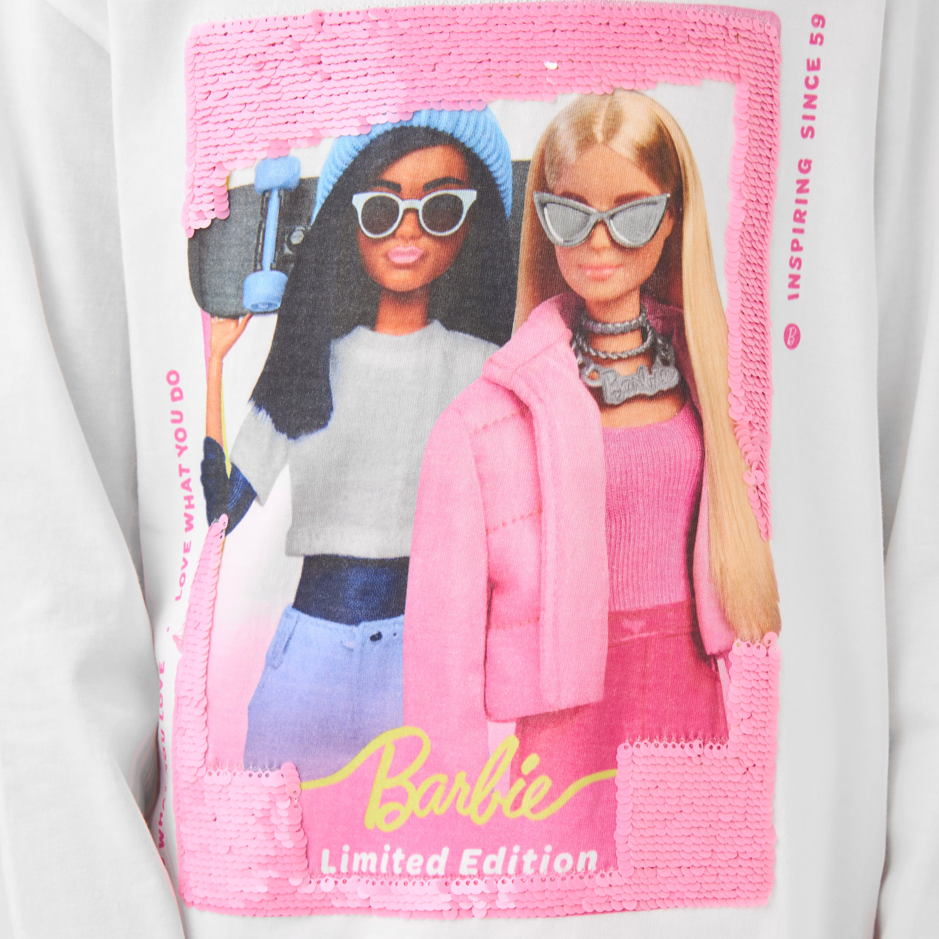 Girls T-shirt with Sequin Detail Barbie Print - Cotton - Long Sleeves-girls-clothing-tshirts-image-5