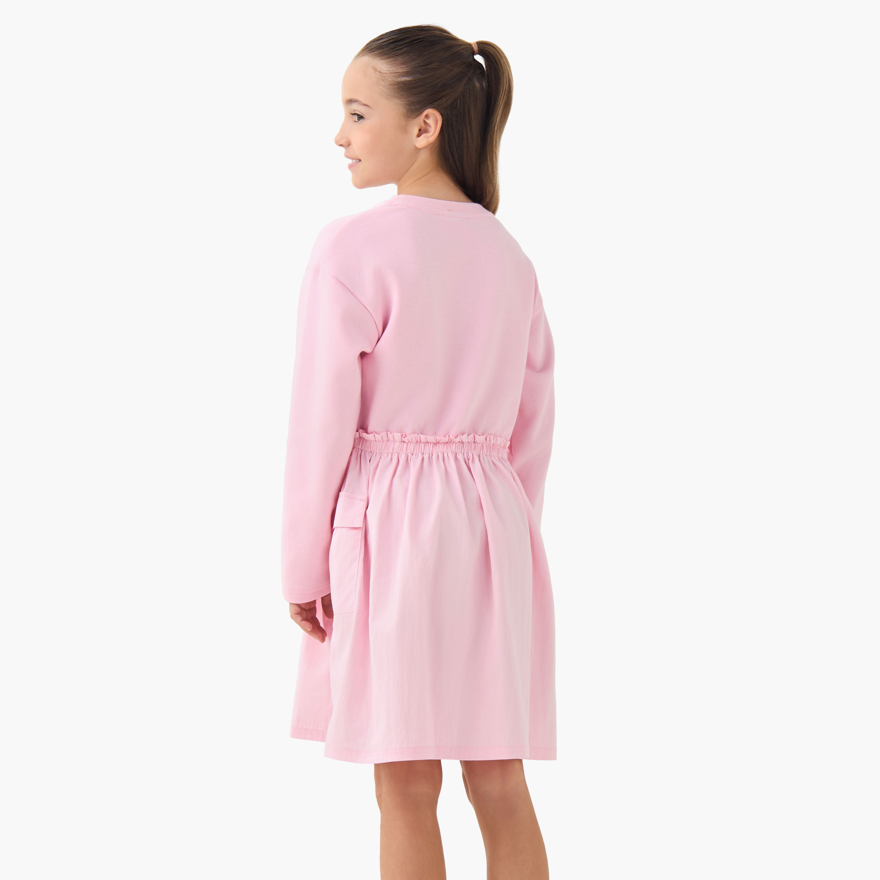 Round Neck Long Sleeves Dress with Barbie Print-girls-clothing-dressesandjumpsuits-image-3