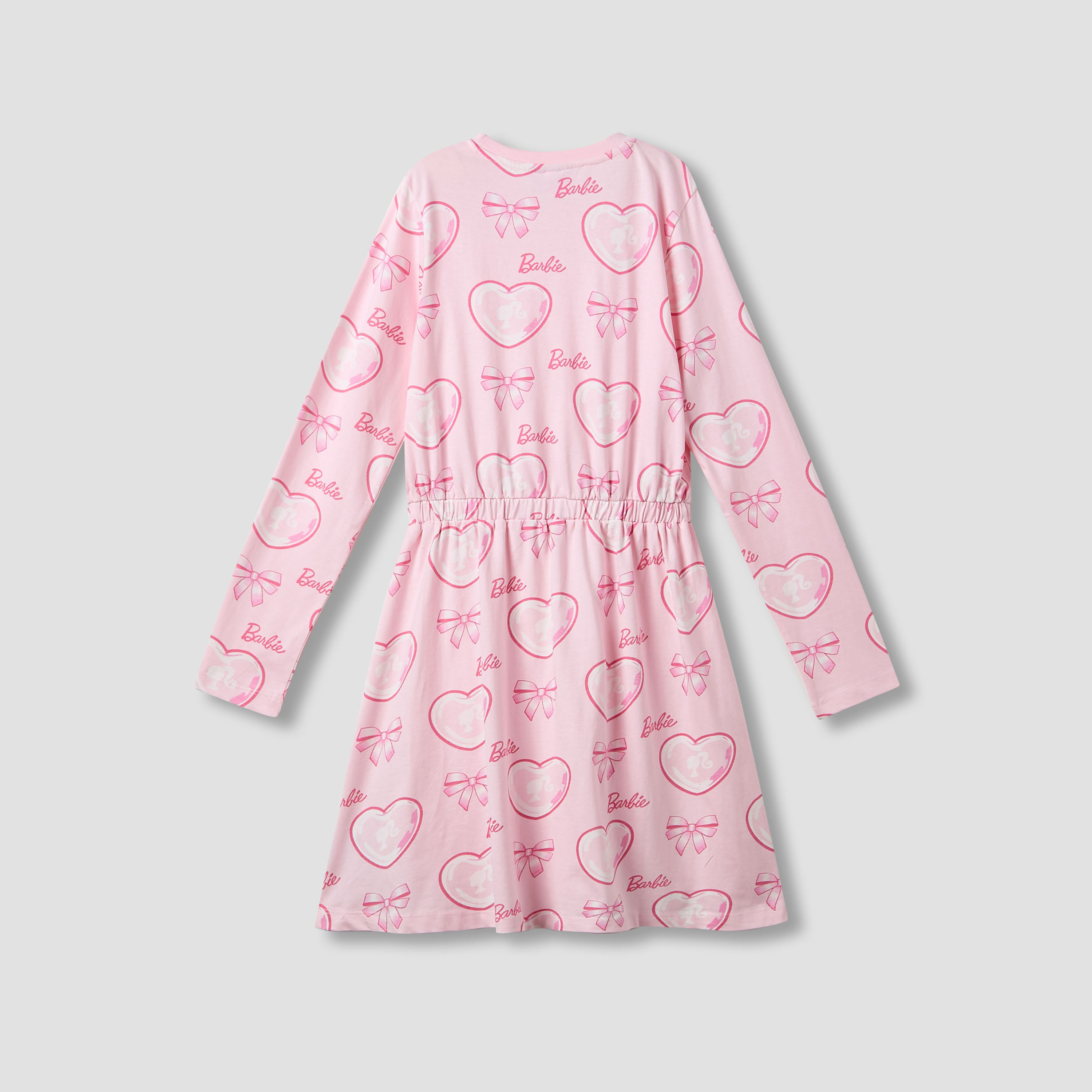Round Neck Long Sleeves Knee Length Dress with Barbie Print-girls-clothing-dressesandjumpsuits-image-2