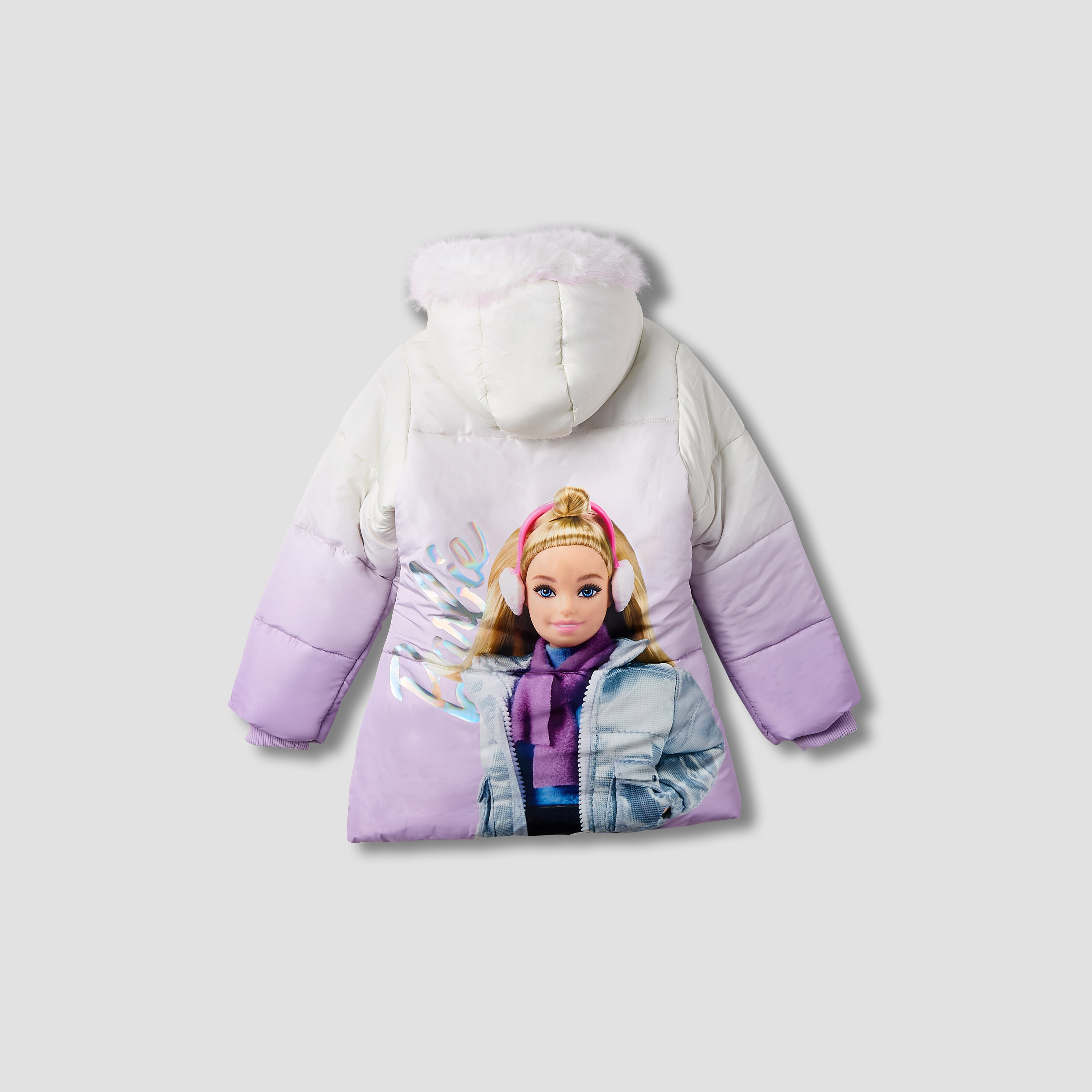 Barbie Ombre Print Puffer Jacket with Hood-girls-clothing-winterwear-jacketsandcoats-image-2