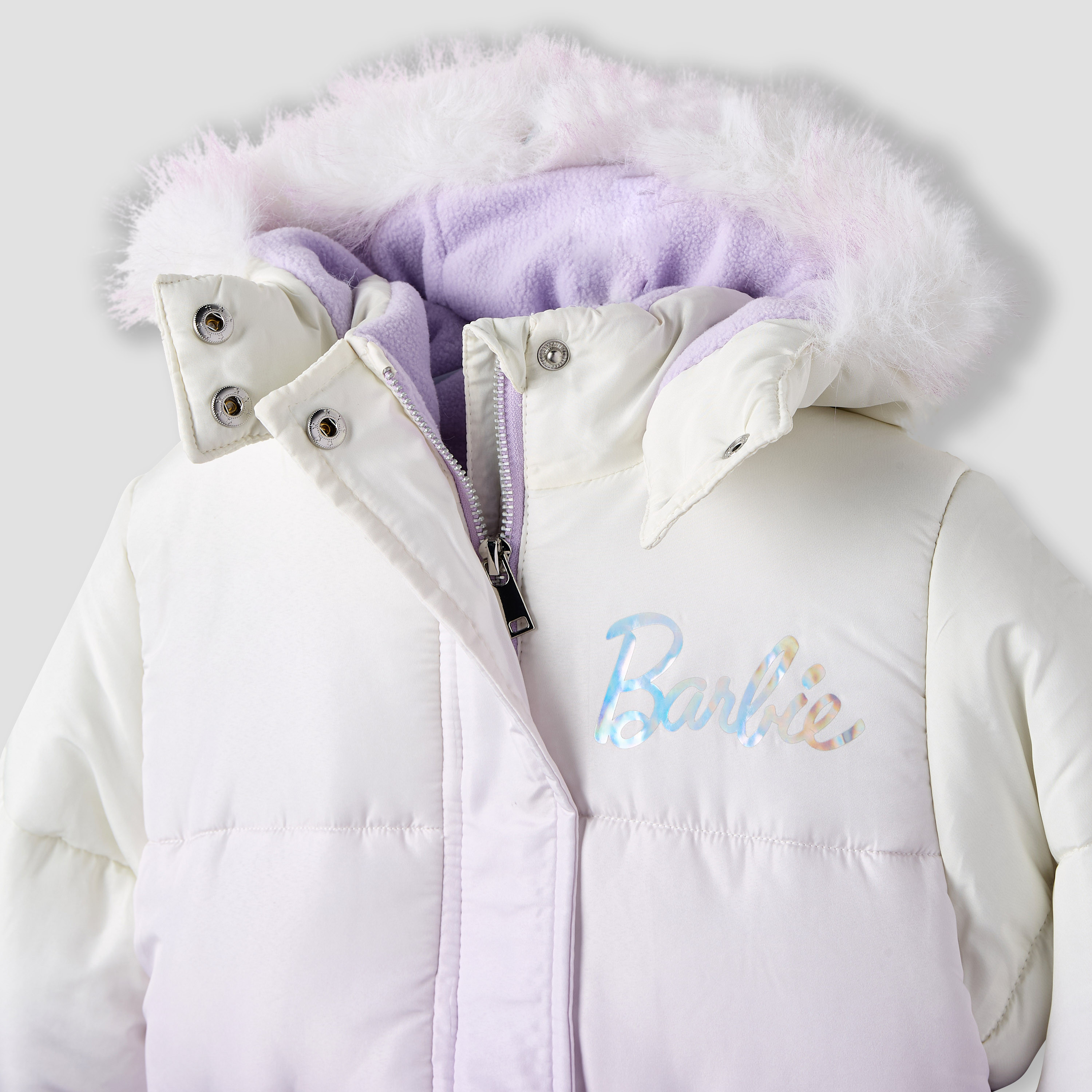 Barbie Ombre Print Puffer Jacket with Hood-girls-clothing-winterwear-jacketsandcoats-image-3