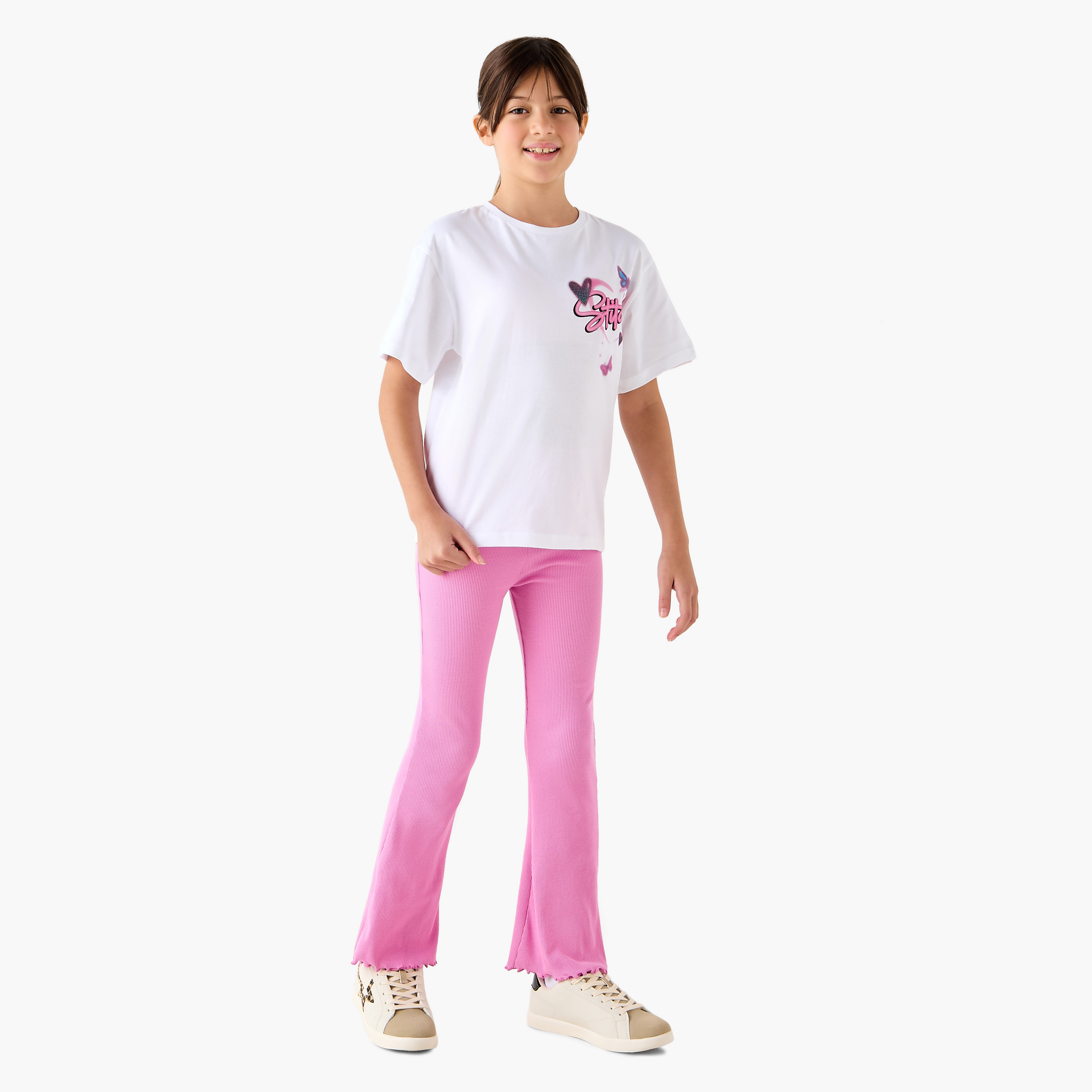 Disney Stitch Print T-Shirt with Short Sleeves-girls-clothing-tshirts-image-2