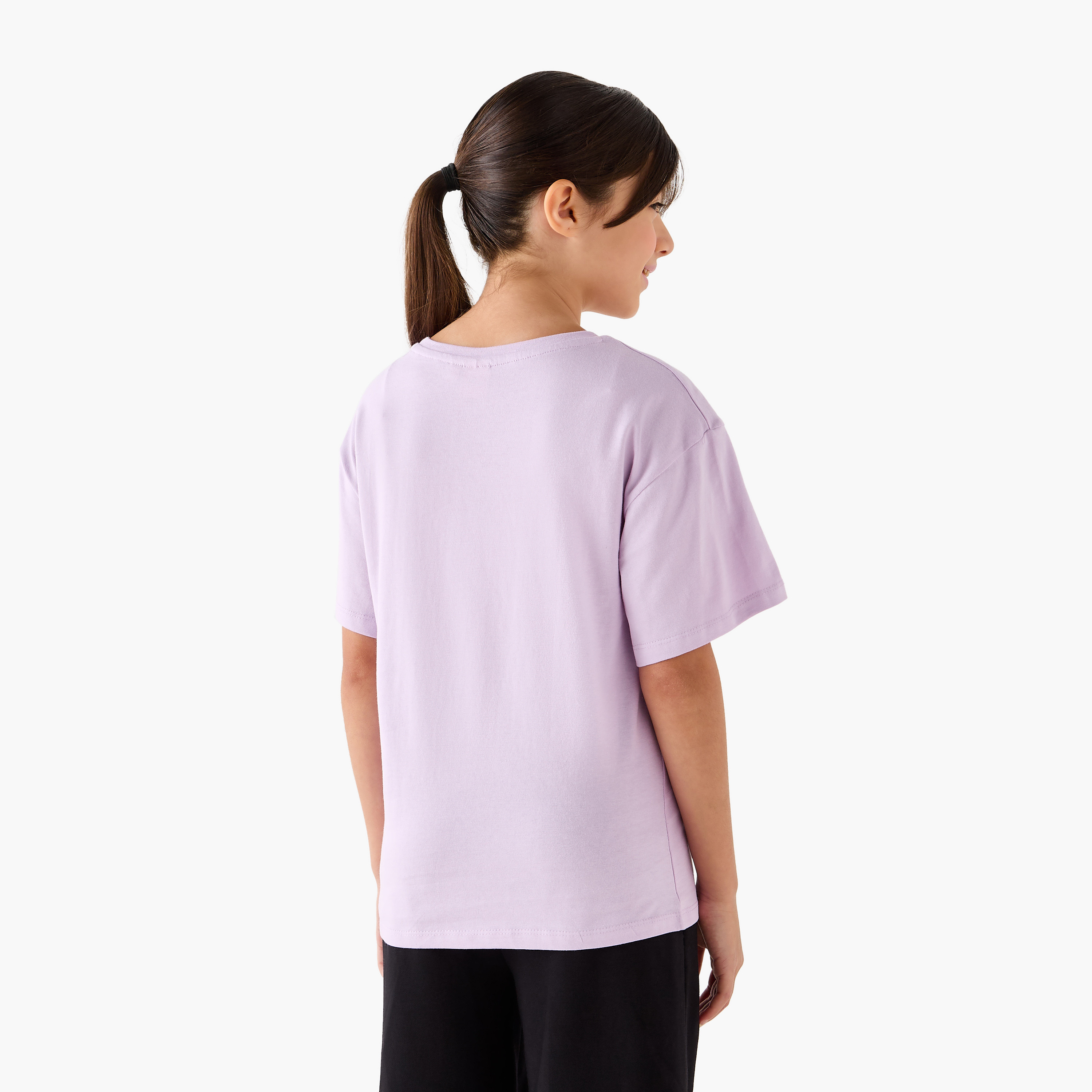 Disney Stitch and Angel Print T-Shirt with Short Sleeves-girls-clothing-tshirts-image-3