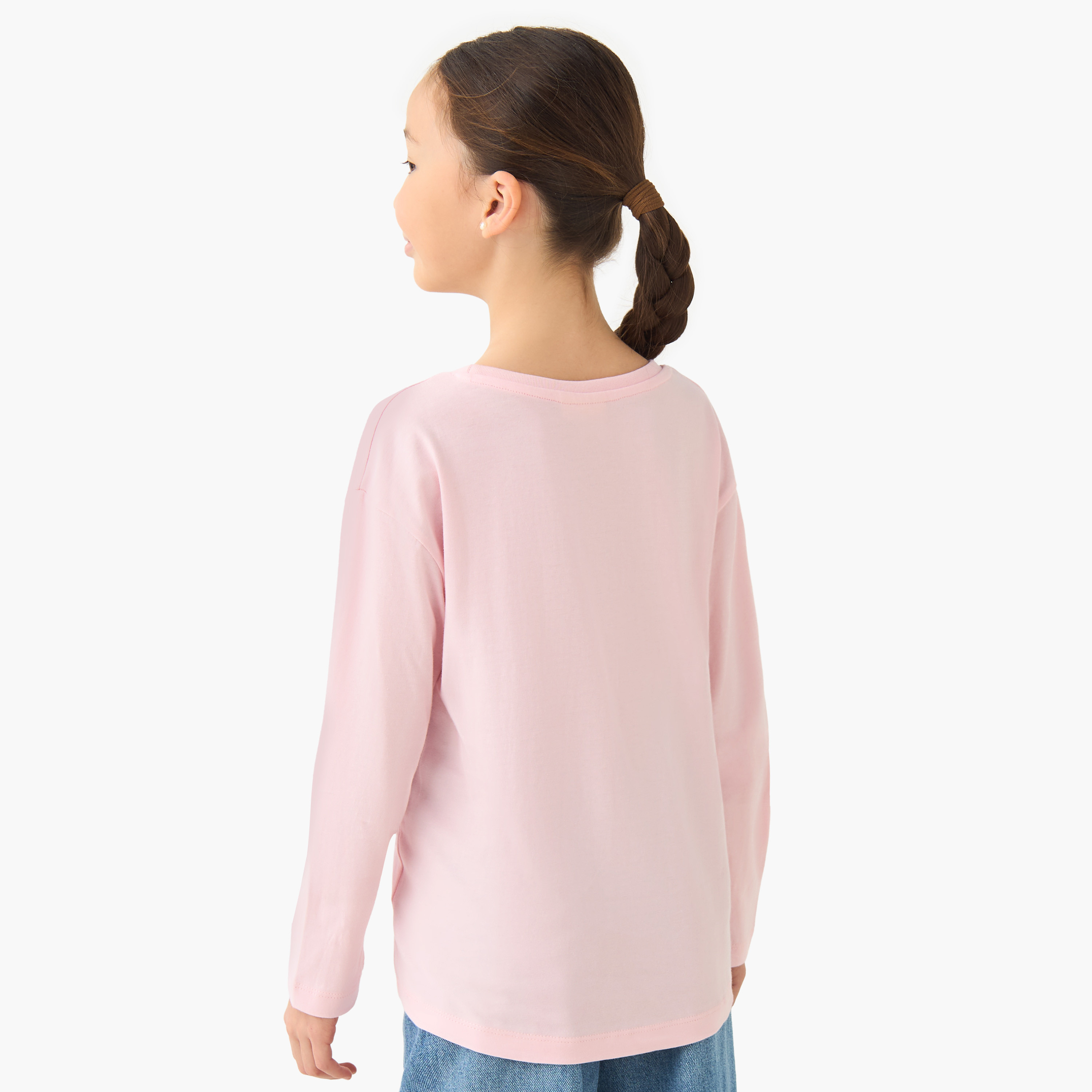Disney Girls Crew Neck T-shirt with Angel and Stitch Print - Cotton - Long Sleeves-girls-clothing-tshirts-image-3