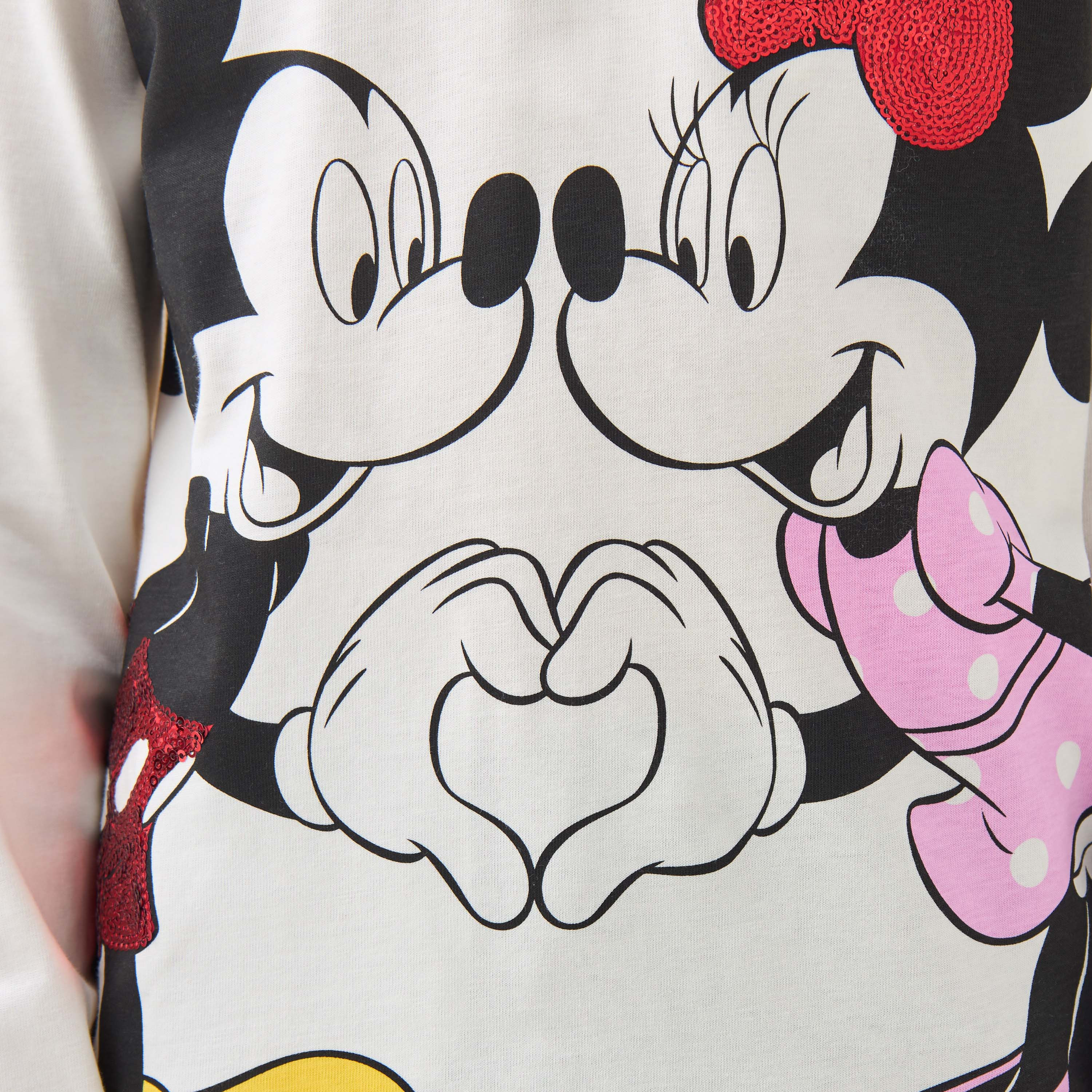 Disney Girls Crew Neck T-shirt with Mickey and Minnie Mouse Print - Cotton - Long Sleeves-girls-clothing-tshirts-image-5