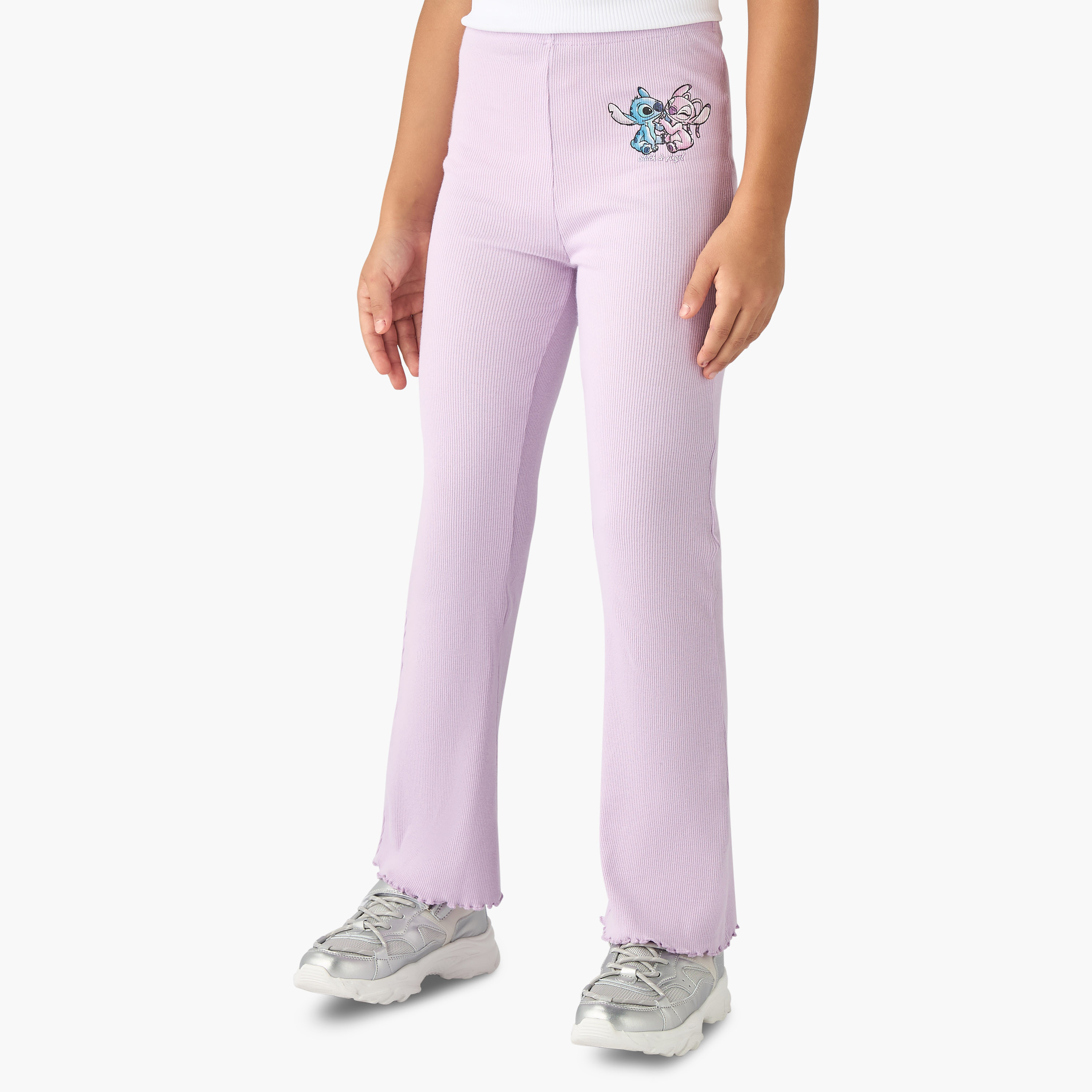 Disney Stitch and Angel Print Flared Leggings-girls-clothing-bottoms-leggings-image-1