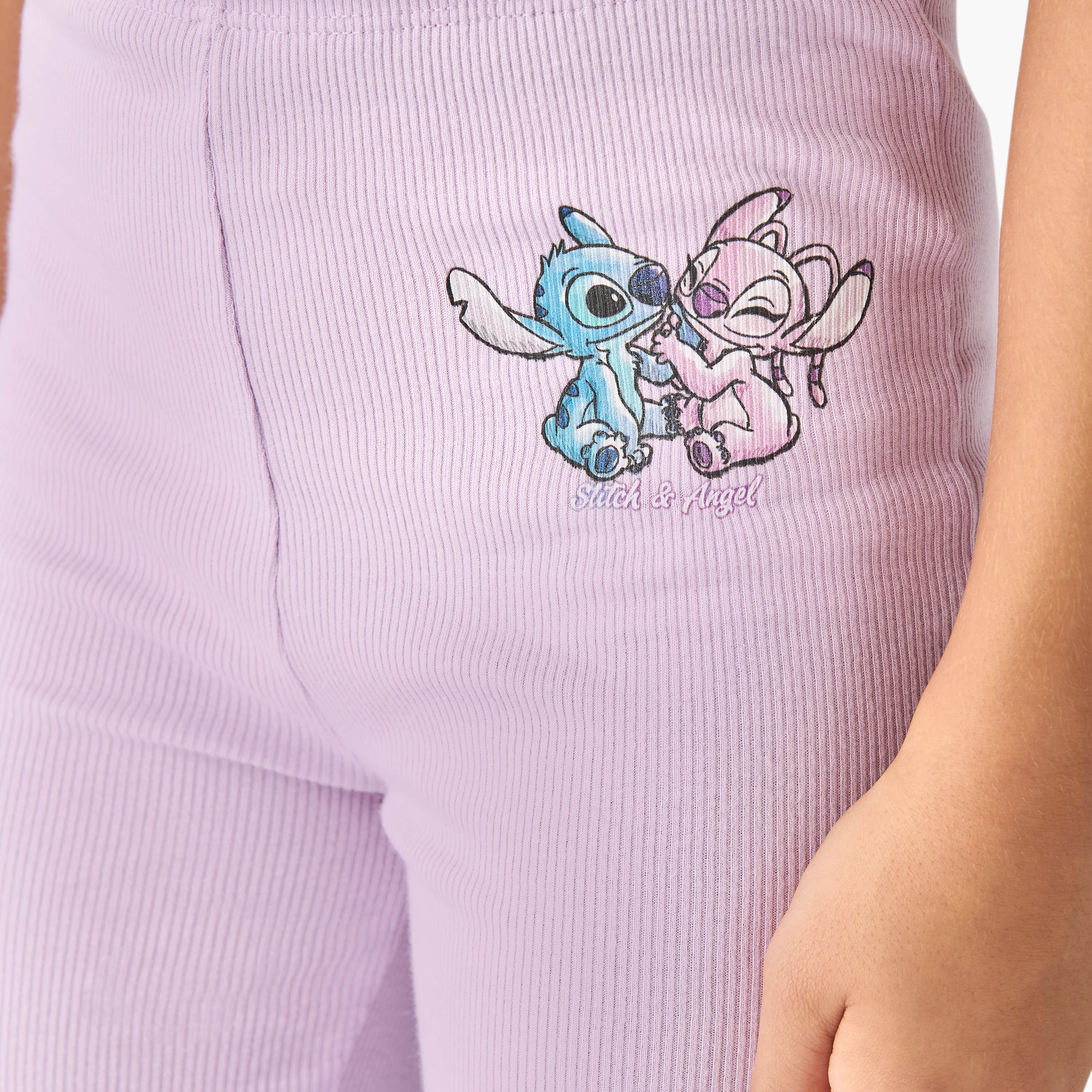 Disney Stitch and Angel Print Flared Leggings-girls-clothing-bottoms-leggings-image-4