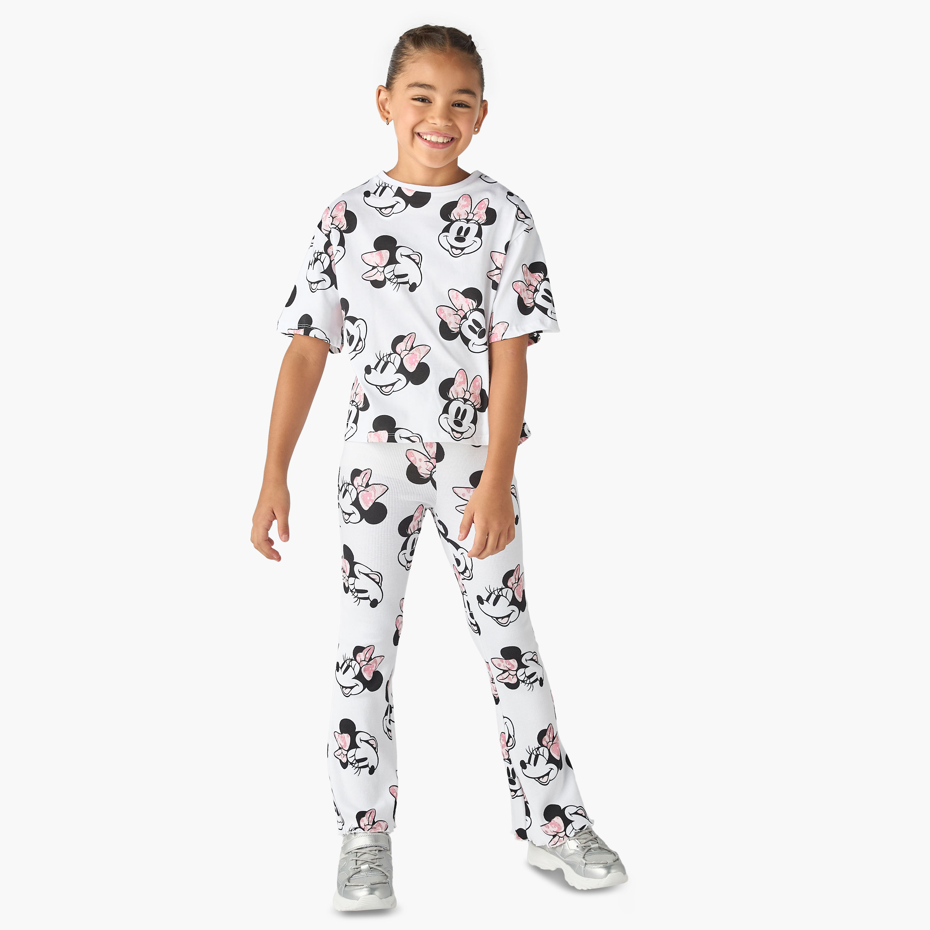 Disney Minnie Mouse Print Flared Leggings-girls-clothing-bottoms-leggings-image-2