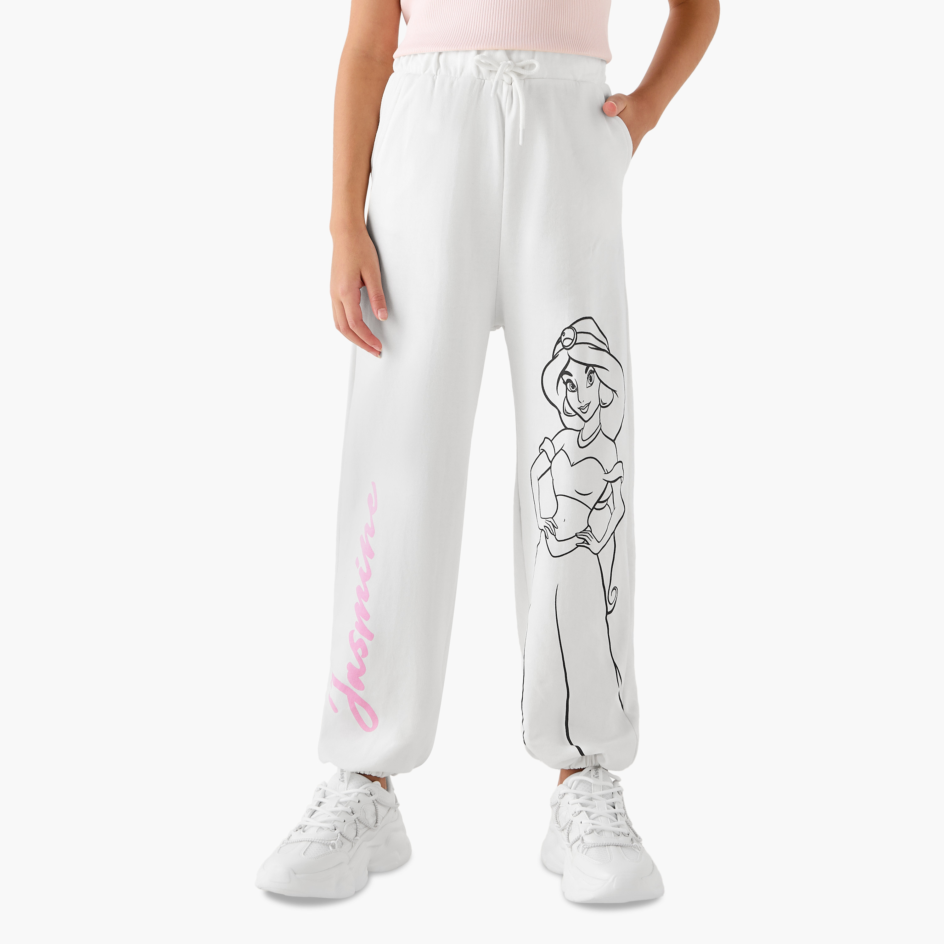Disney Jasmine Print Joggers with Drawstring Closure and Pockets-girls-clothing-bottoms-joggersandtrackpants-image-1