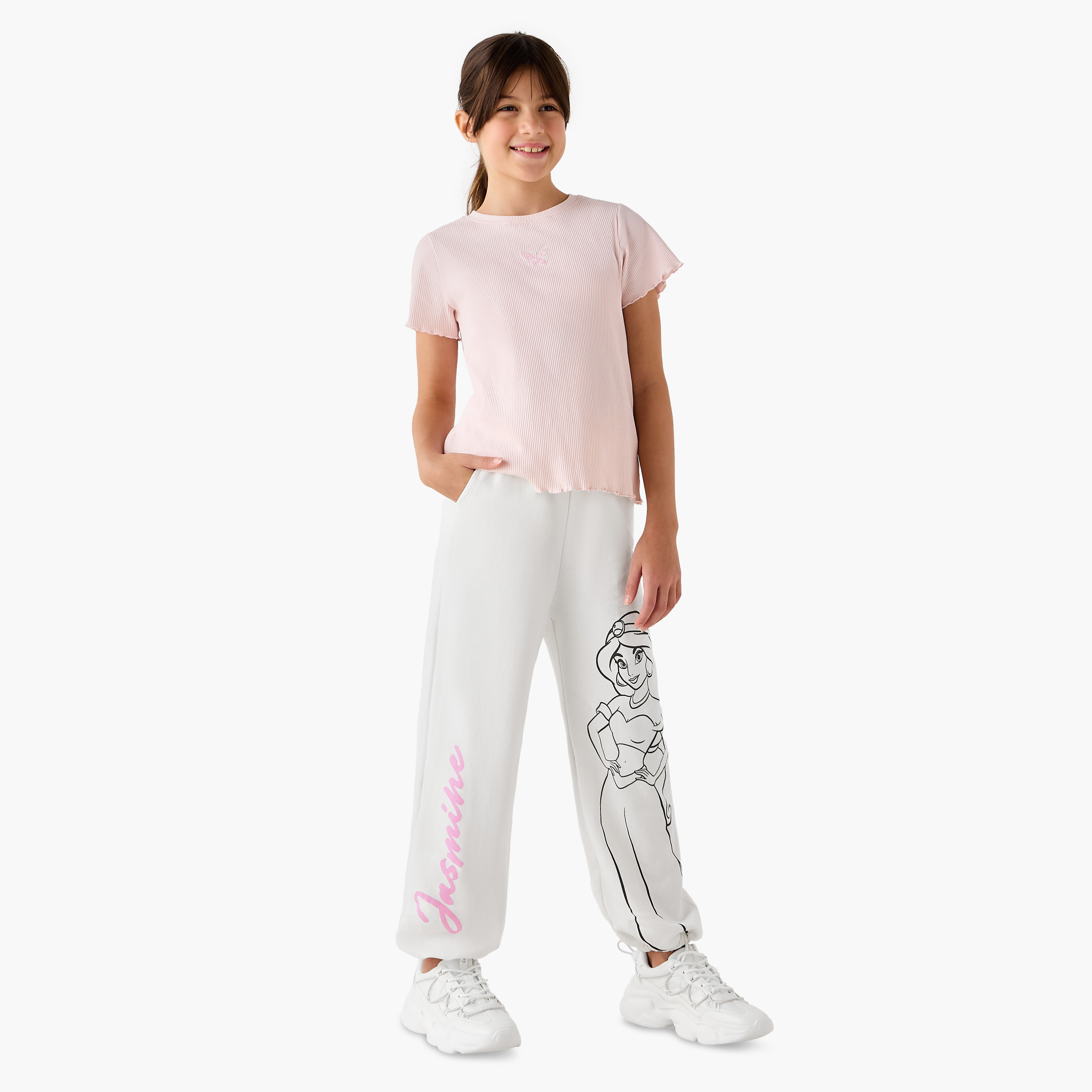 Disney Jasmine Print Joggers with Drawstring Closure and Pockets-girls-clothing-bottoms-joggersandtrackpants-image-2