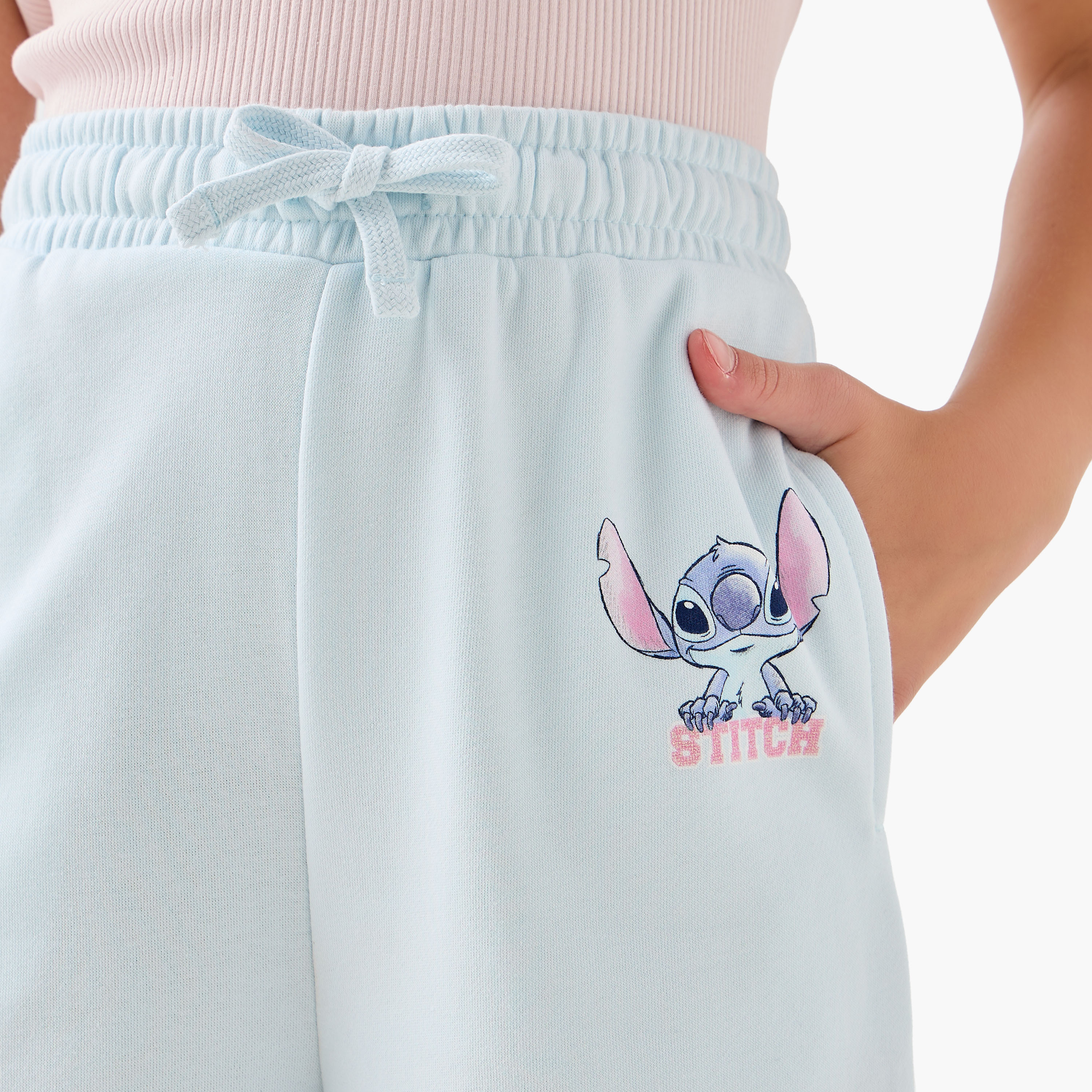 Disney Girls Track Pants with Stitch Print - Cotton - Elasticated Drawstring-girls-clothing-bottoms-joggersandtrackpants-image-4