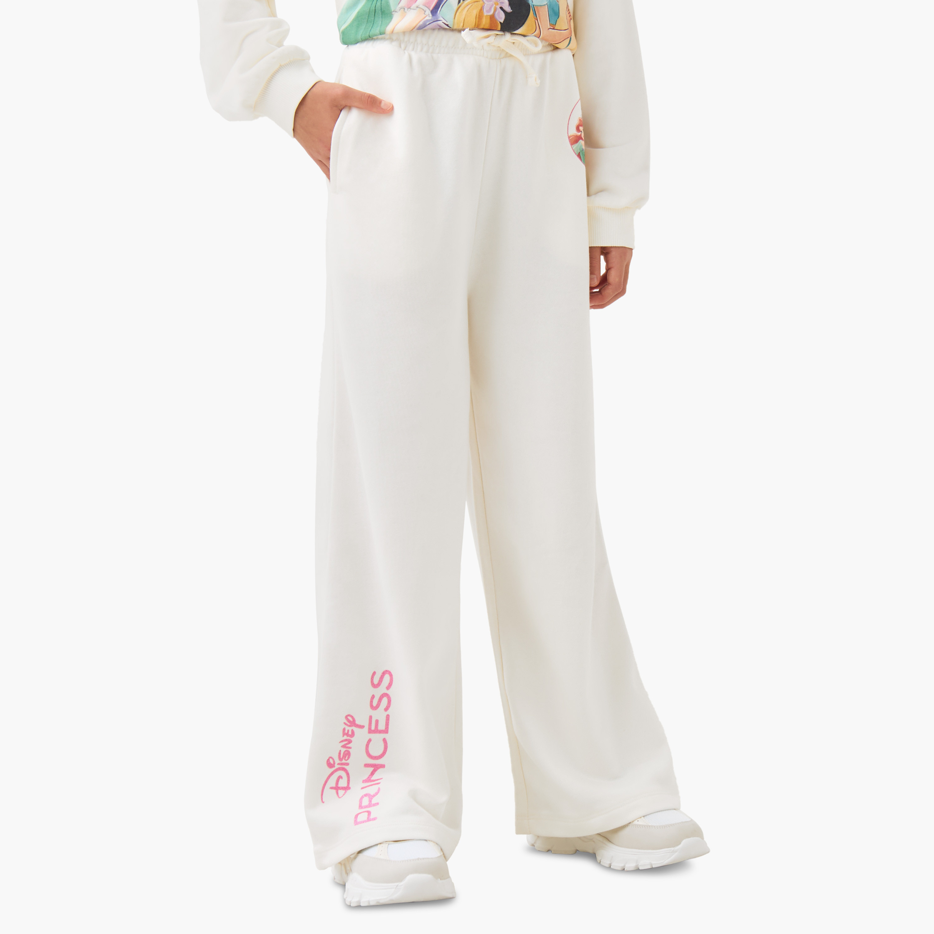 Disney Girls Track Pants with Princess Print - Cotton - Elasticated Drawstring-girls-clothing-bottoms-joggersandtrackpants-image-1