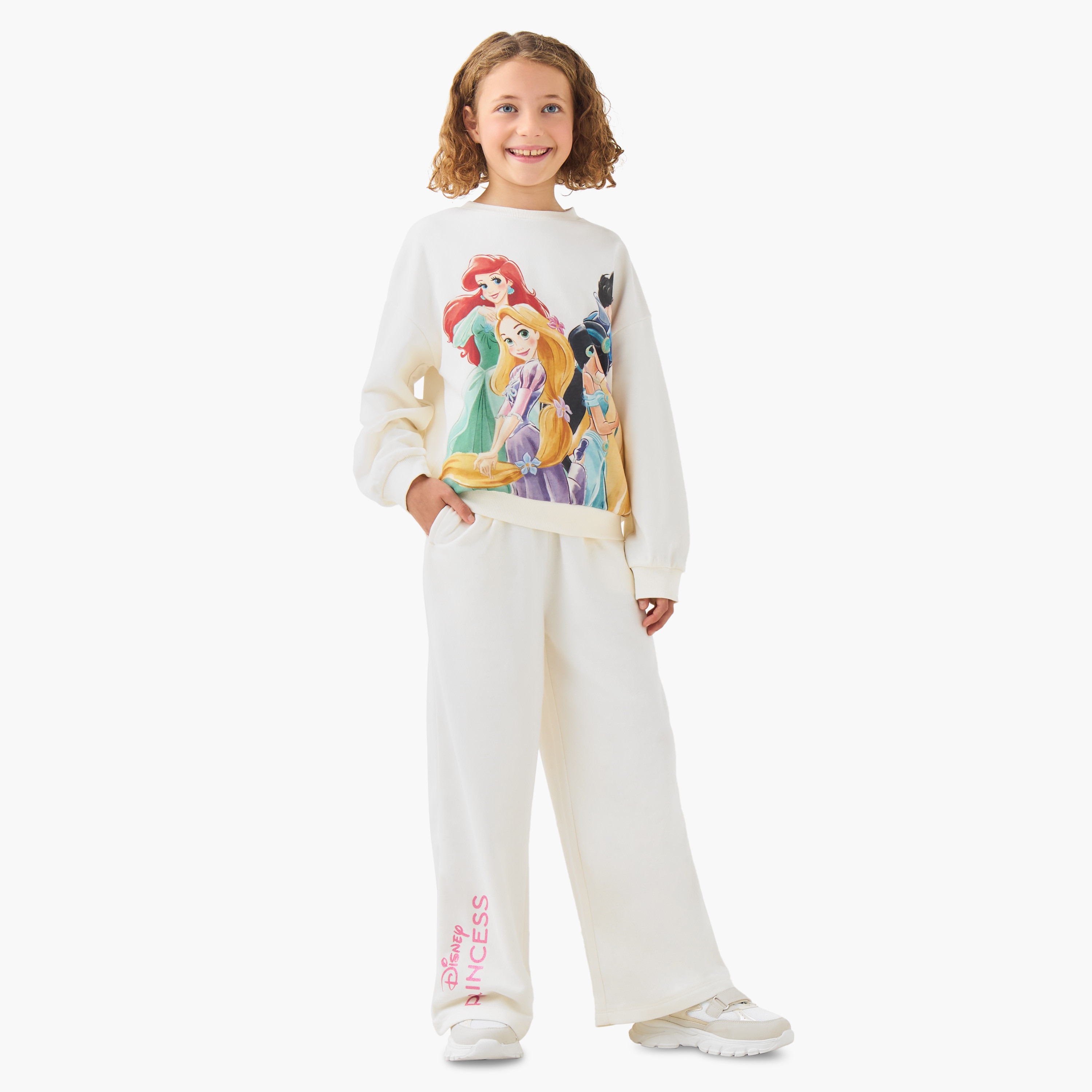 Disney Girls Track Pants with Princess Print - Cotton - Elasticated Drawstring-girls-clothing-bottoms-joggersandtrackpants-image-2