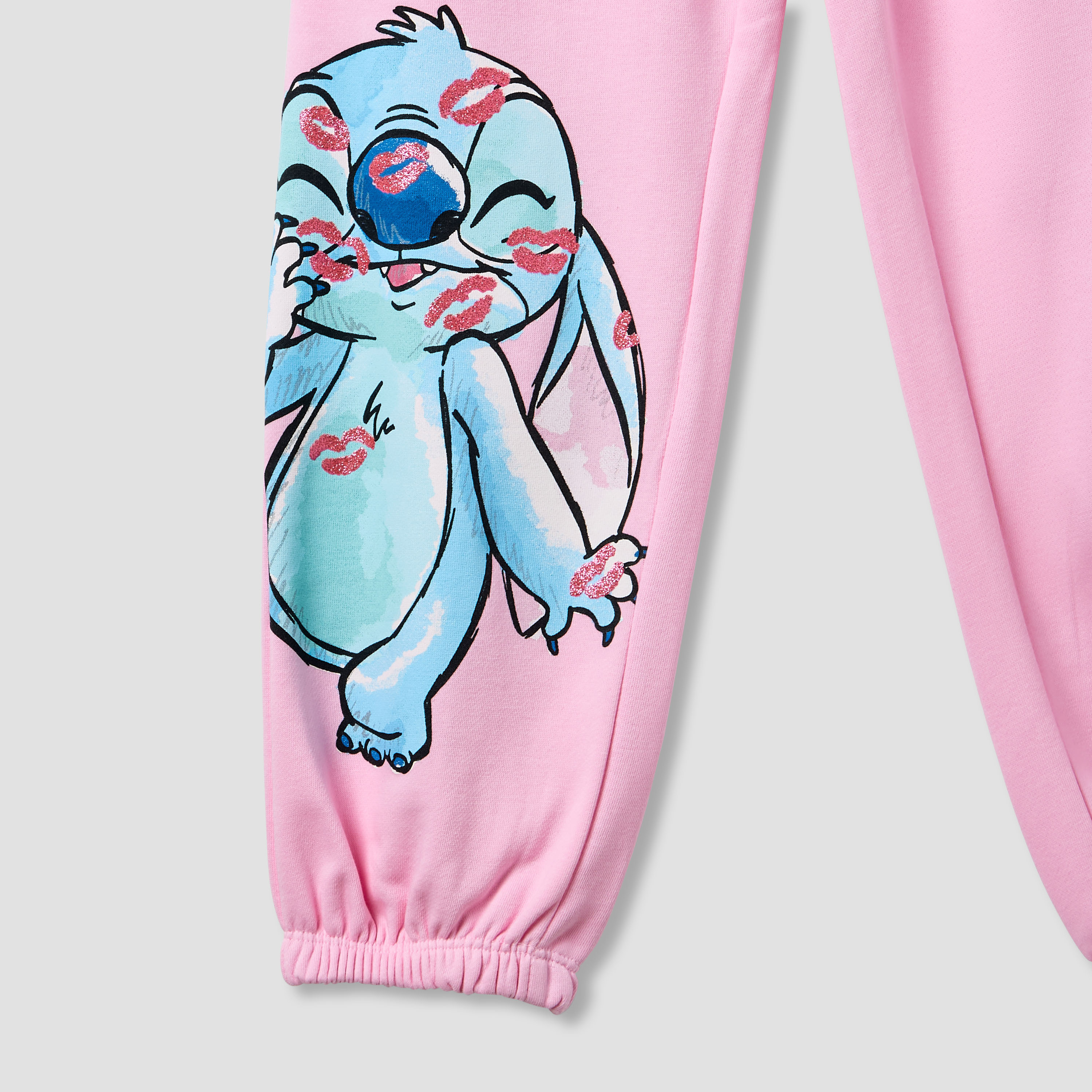 Disney Girls Joggers with Stitch Glitter Print - Cotton - Drawstring Waist-girls-clothing-bottoms-joggersandtrackpants-image-4