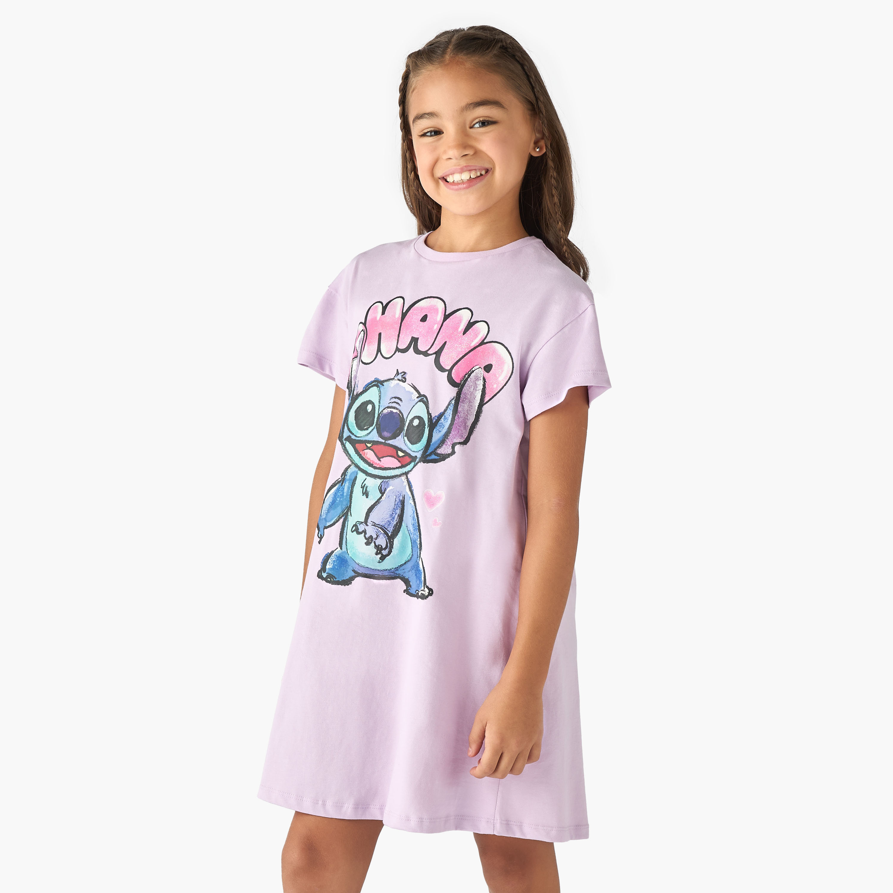 فستان تيشيرت بأكمام قصيرة وطبعات ستيتش من ديزني-girls-clothing-dressesandjumpsuits-image-1