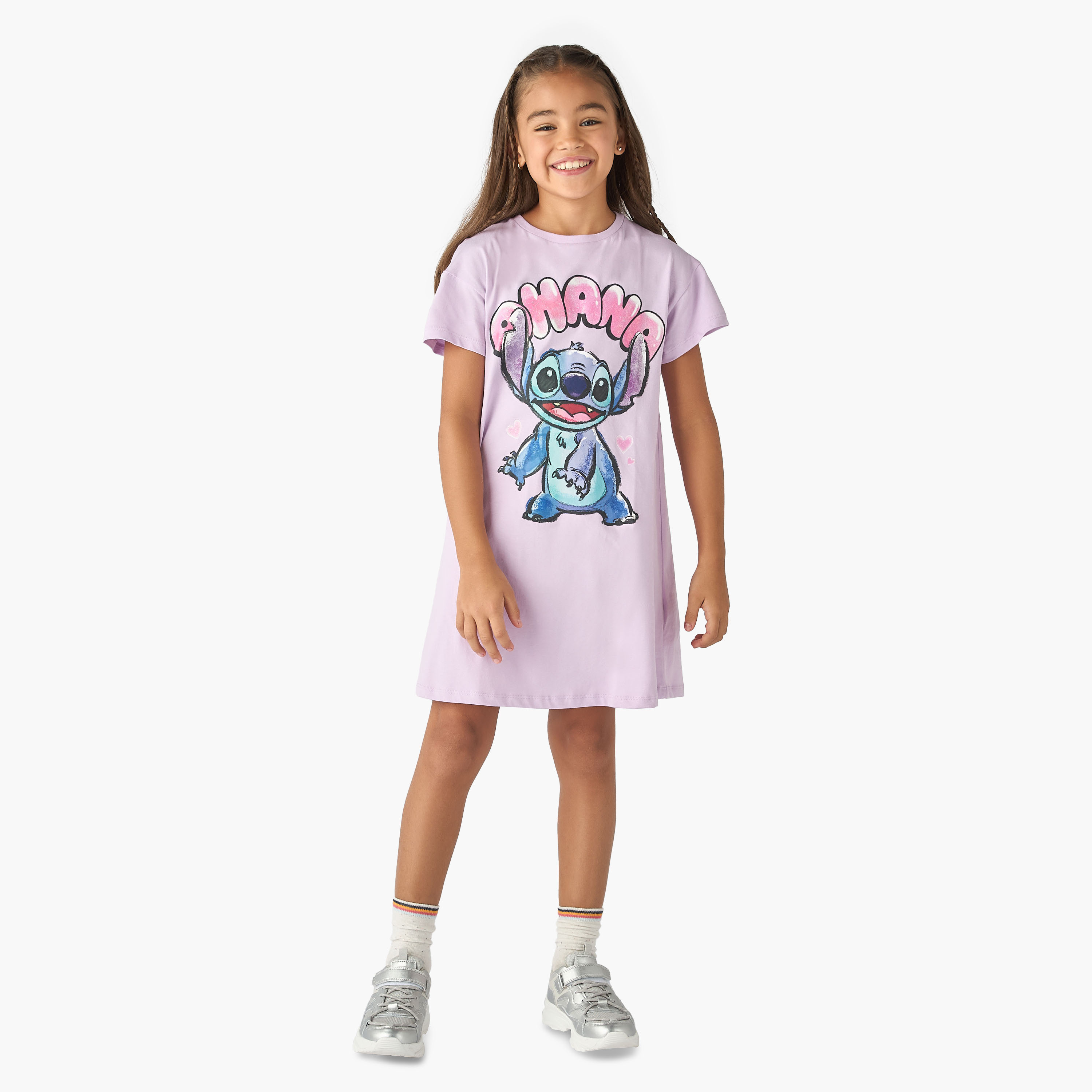 فستان تيشيرت بأكمام قصيرة وطبعات ستيتش من ديزني-girls-clothing-dressesandjumpsuits-image-2