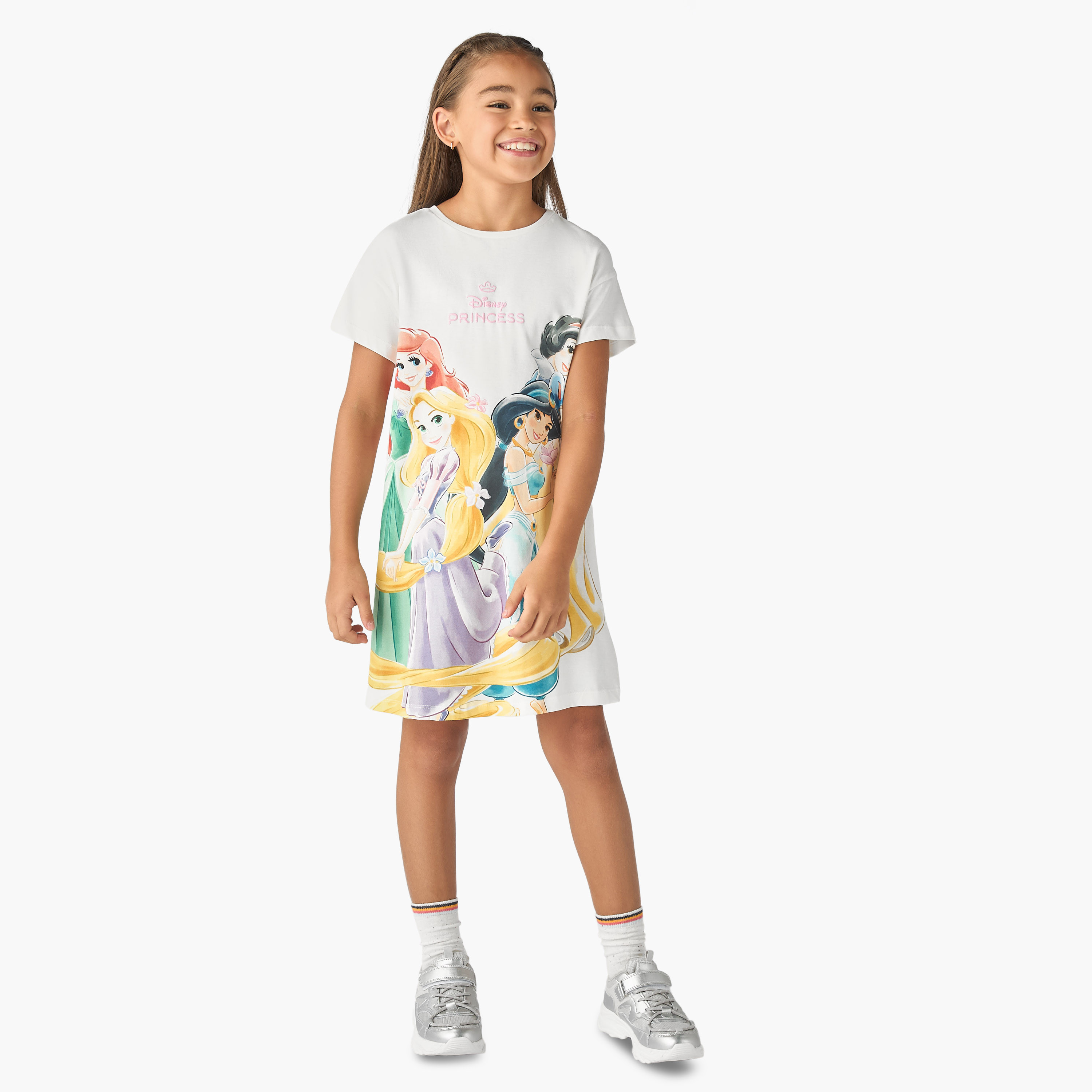 فستان إيه لاين بطبعات برنسيس وأكمام قصيرة من ديزني-girls-clothing-dressesandjumpsuits-image-2