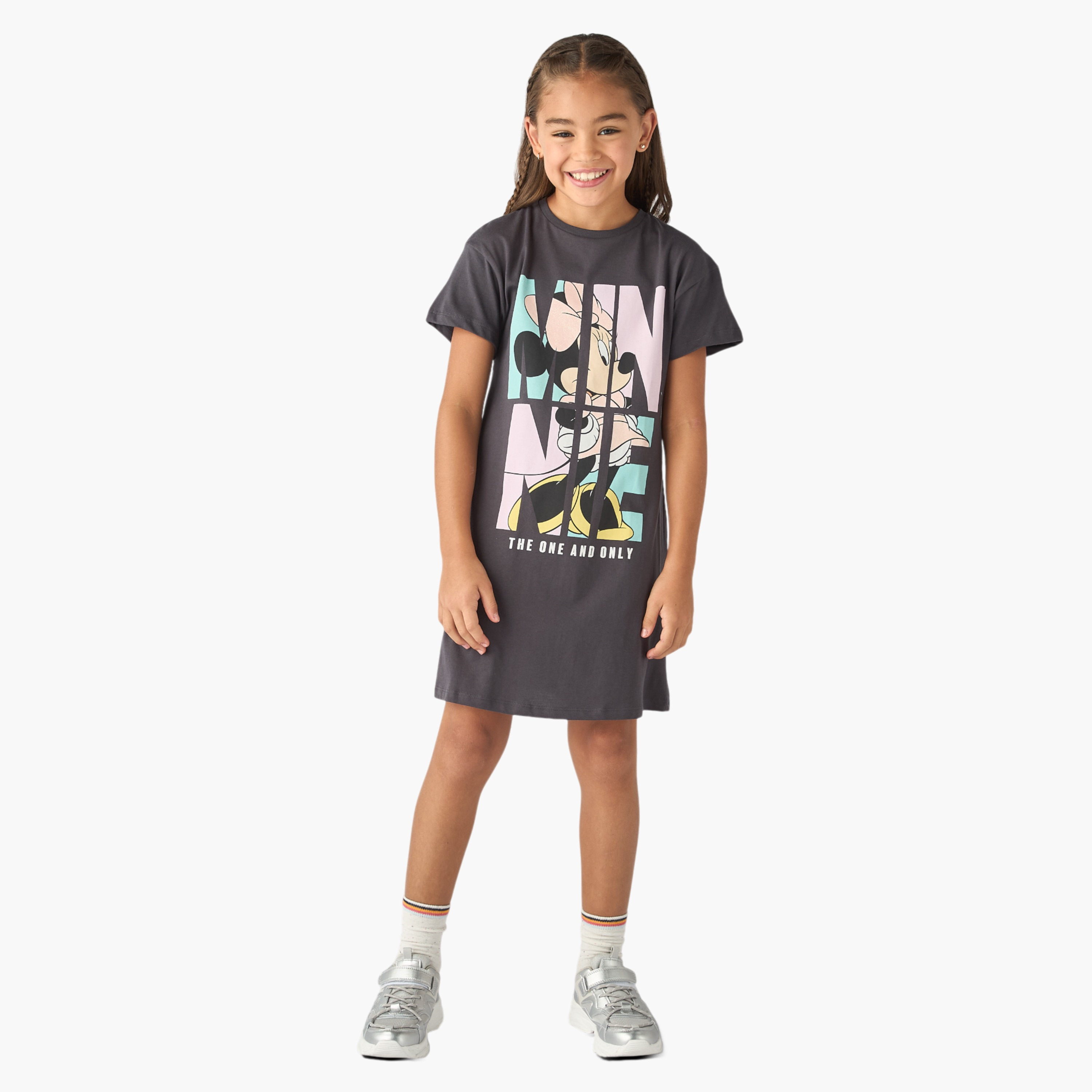 Disney Minnie Mouse Print A-line T-shirt Dress with Short Sleeves-girls-clothing-dressesandjumpsuits-image-2