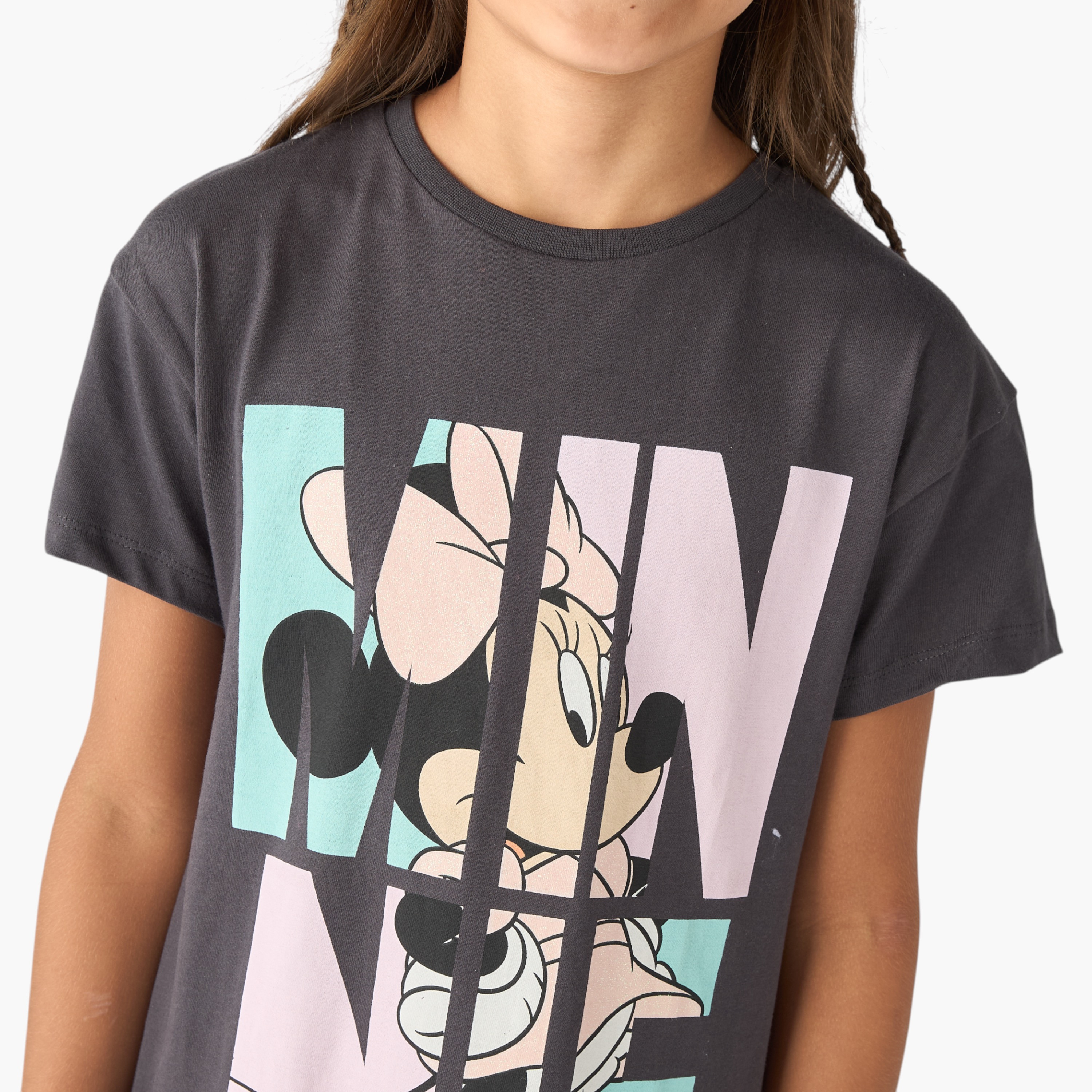 Disney Minnie Mouse Print A-line T-shirt Dress with Short Sleeves-girls-clothing-dressesandjumpsuits-image-4