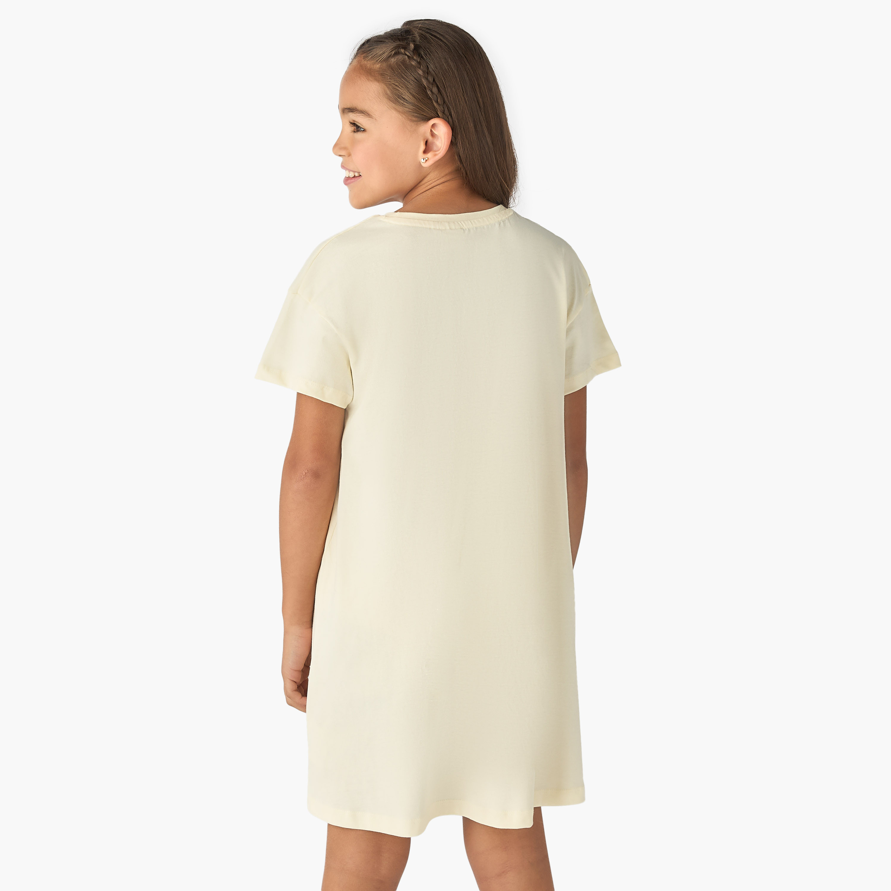 Disney Princess Belle Print T-shirt Dress with Short Sleeves-girls-clothing-dressesandjumpsuits-image-3