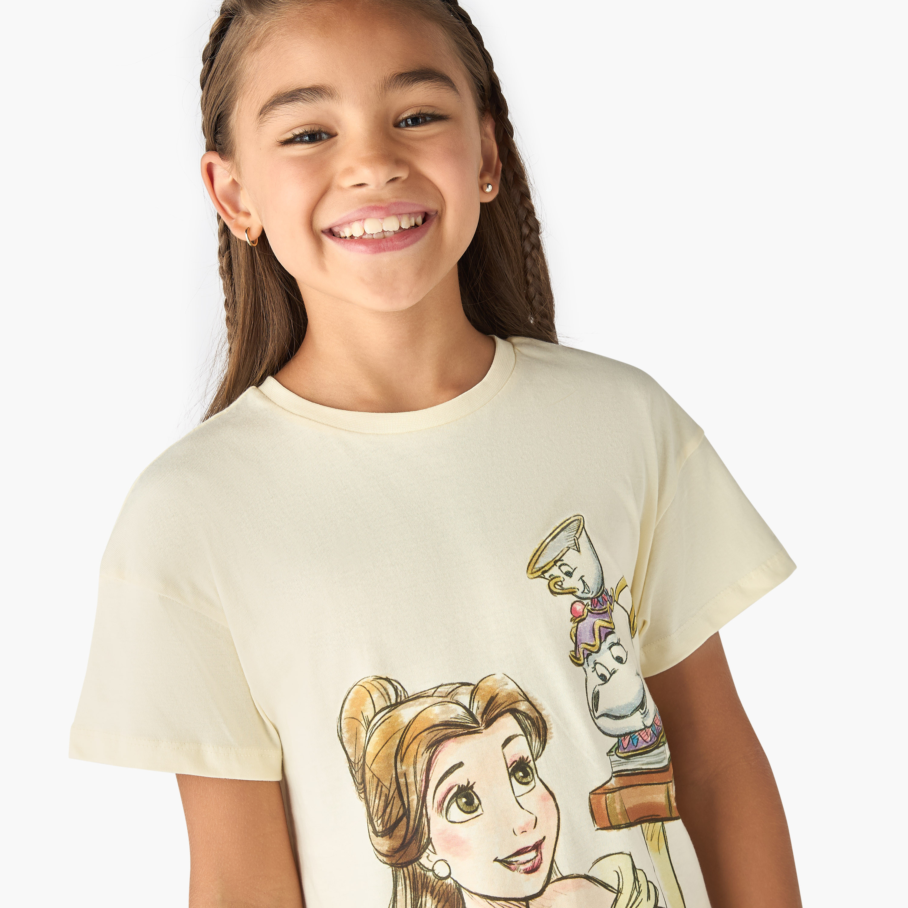 Disney Princess Belle Print T-shirt Dress with Short Sleeves-girls-clothing-dressesandjumpsuits-image-4