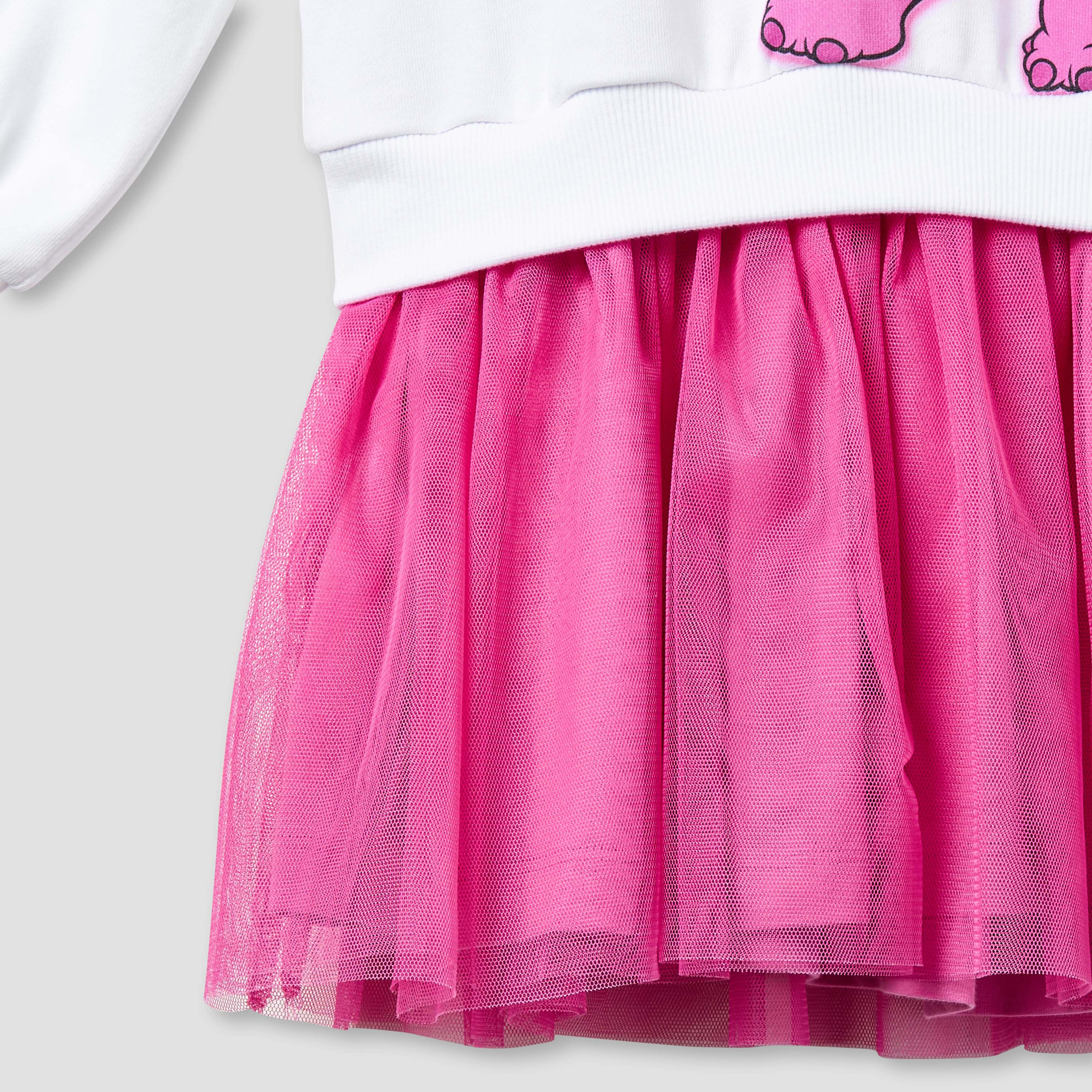 Disney Round Neck Long Sleeves Knee Length Sweat Dress with Angel Print-girls-clothing-winterwear-dresses-image-4