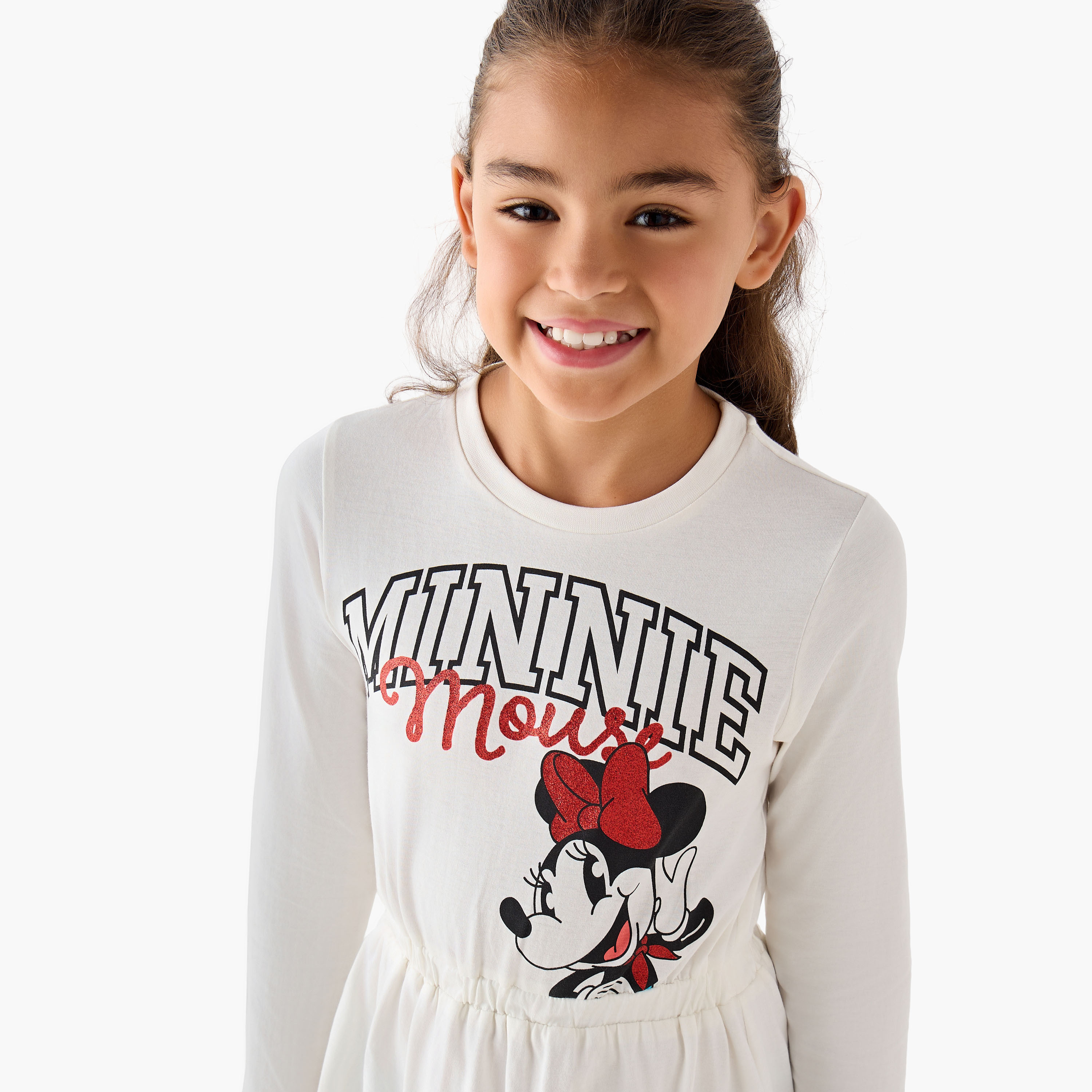 Disney Round Neck Long Sleeves Dress with Minnie Mouse Print-girls-clothing-dressesandjumpsuits-image-4