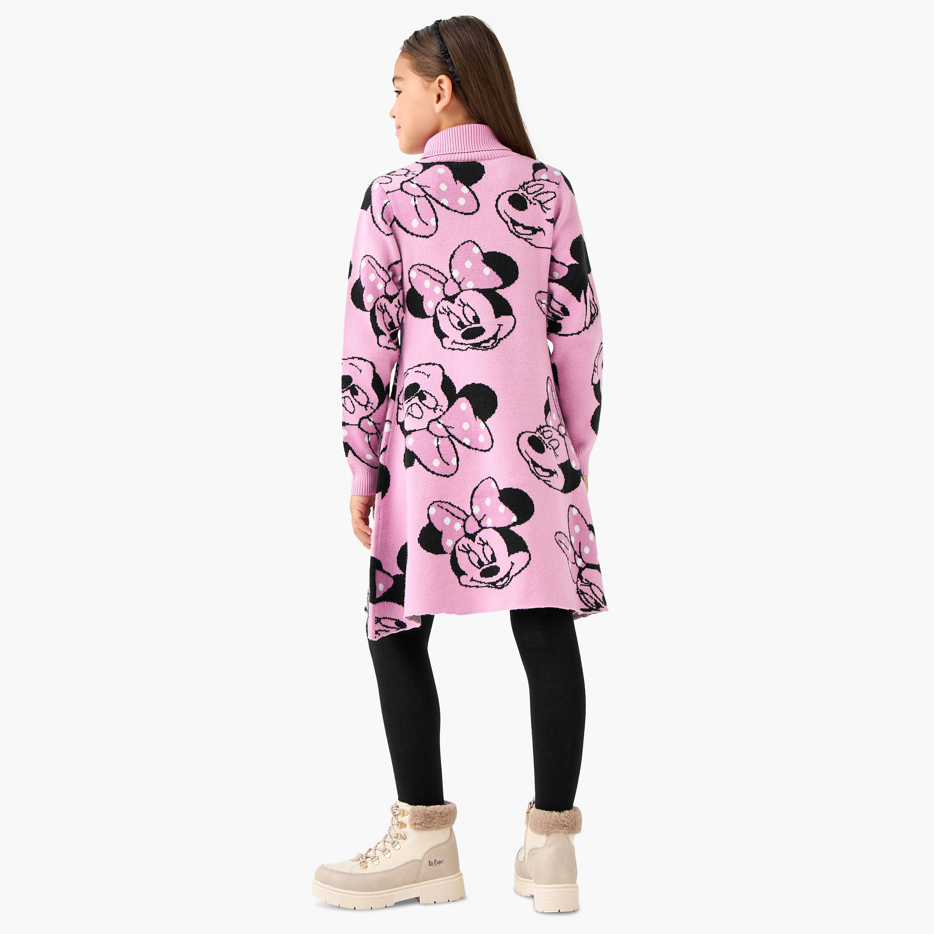 Disney Minnie Mouse Print Dress with Turtleneck and Long Sleeves-girls-clothing-dressesandjumpsuits-image-6