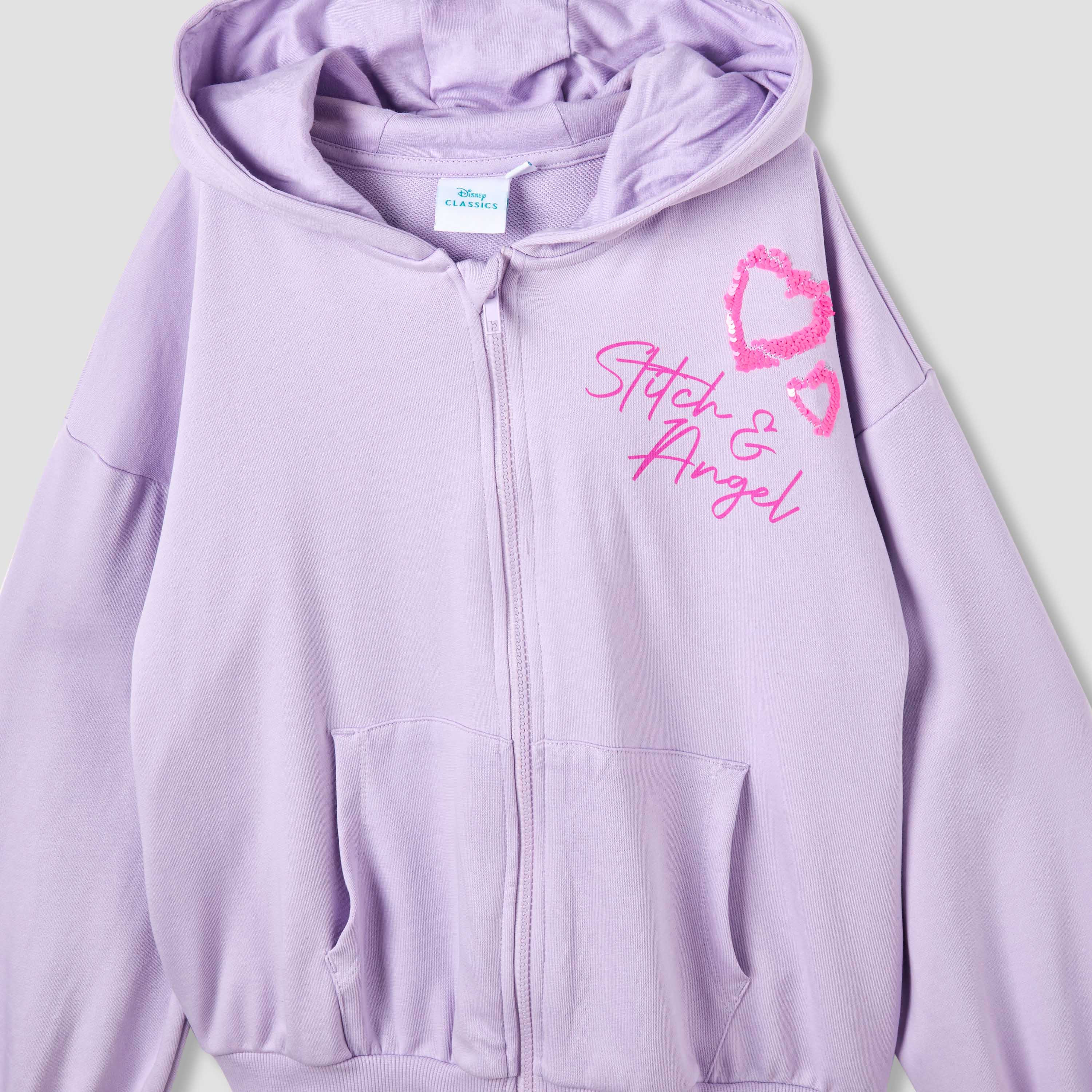 Disney Hooded Neck Long Sleeve Hoodie and Pants Set with Stitch Print-girls-clothing-setsandcoords-image-4