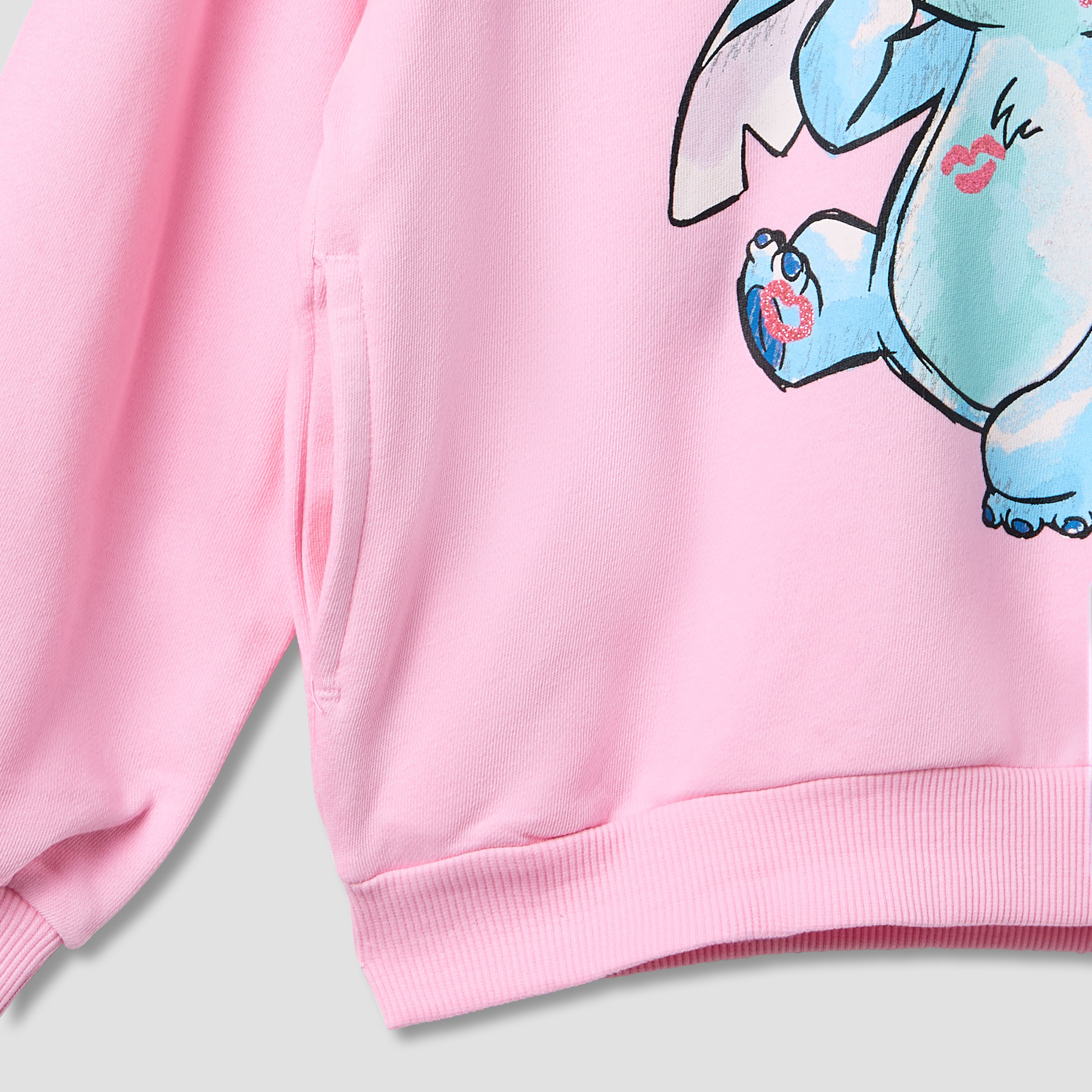 Disney Stitch Print Hooded Sweatshirt with Long Sleeves-girls-clothing-sweatshirts-image-4