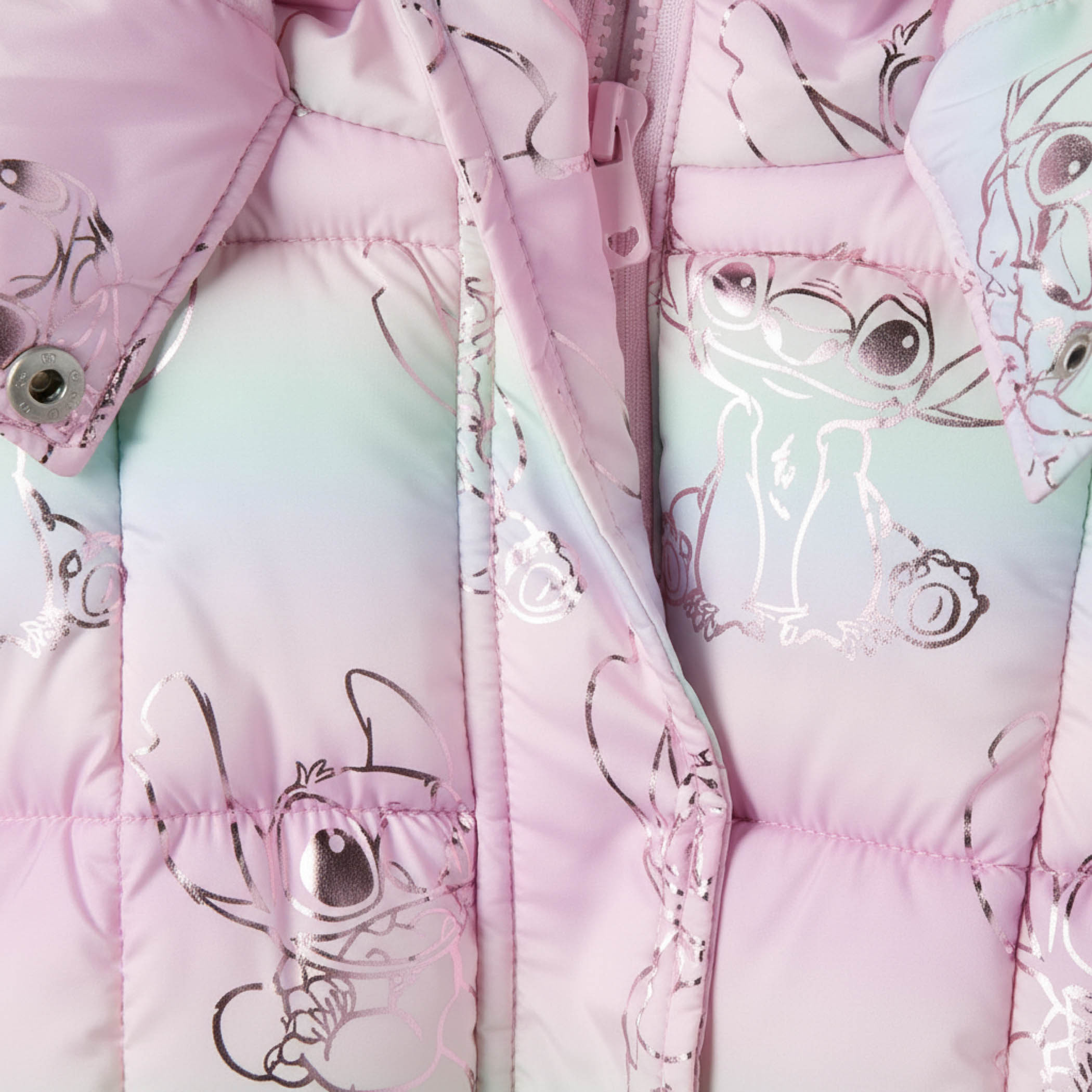 Disney Stitch Print Padded Jacket with Hood and Zip Closure-girls-clothing-winterwear-jacketsandcoats-image-4