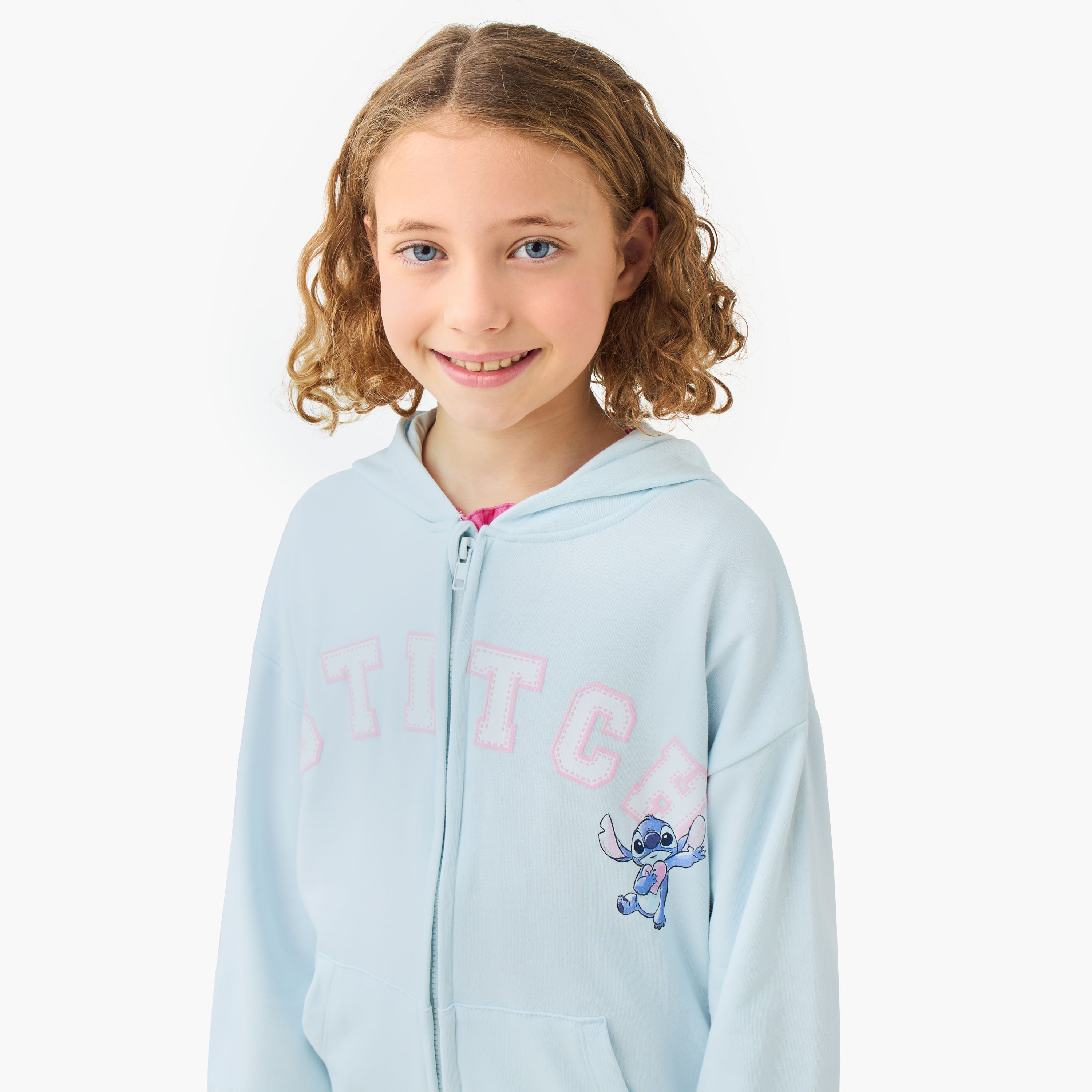 Disney Girls Hooded Sweatshirt with Stitch Print - Cotton - Long Sleeves-girls-clothing-winterwear-sweatshirts-image-4