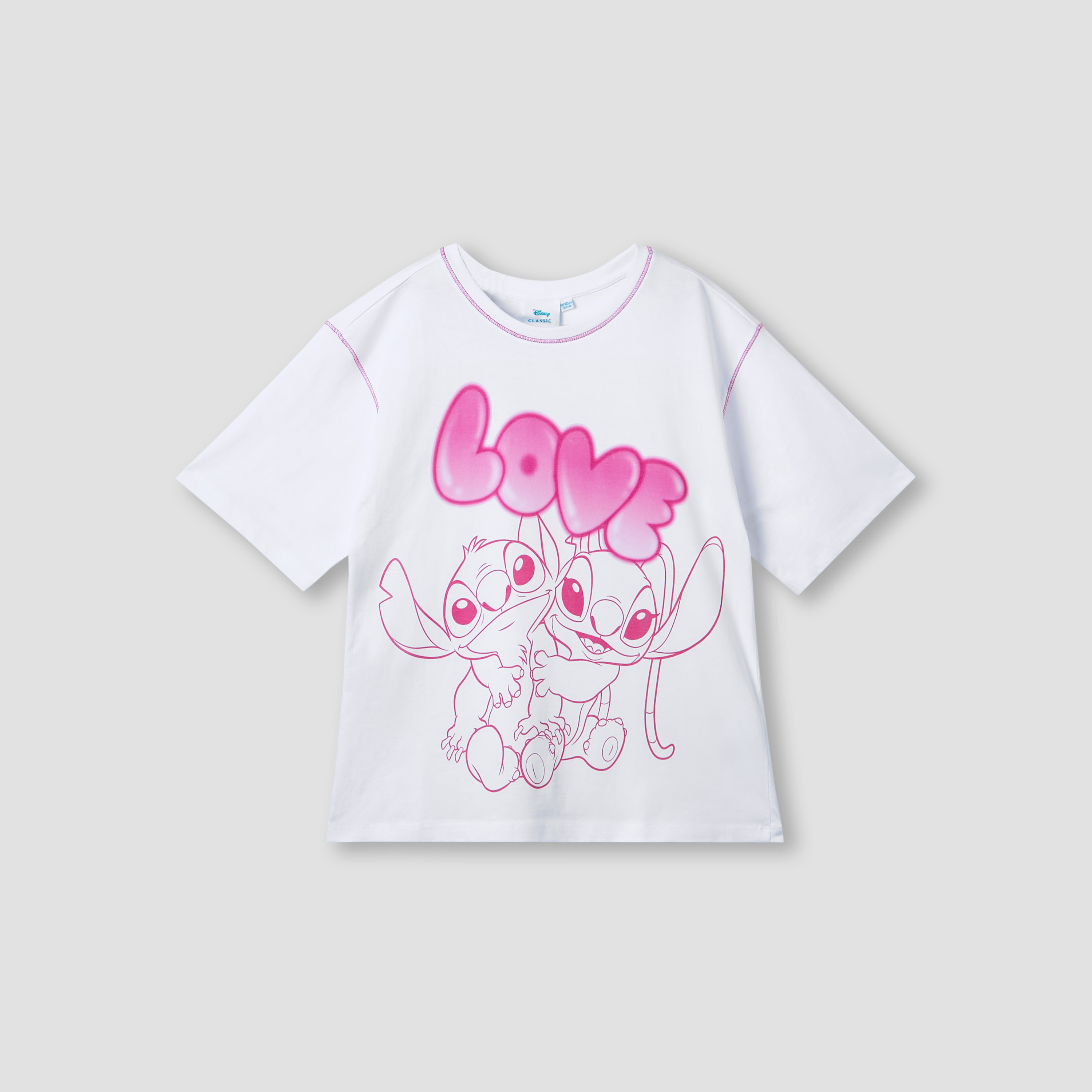 Disney Girls Crew Neck T-shirt with Stitch and Angel Print - Cotton - Short Sleeves-girls-clothing-tshirts-image-1