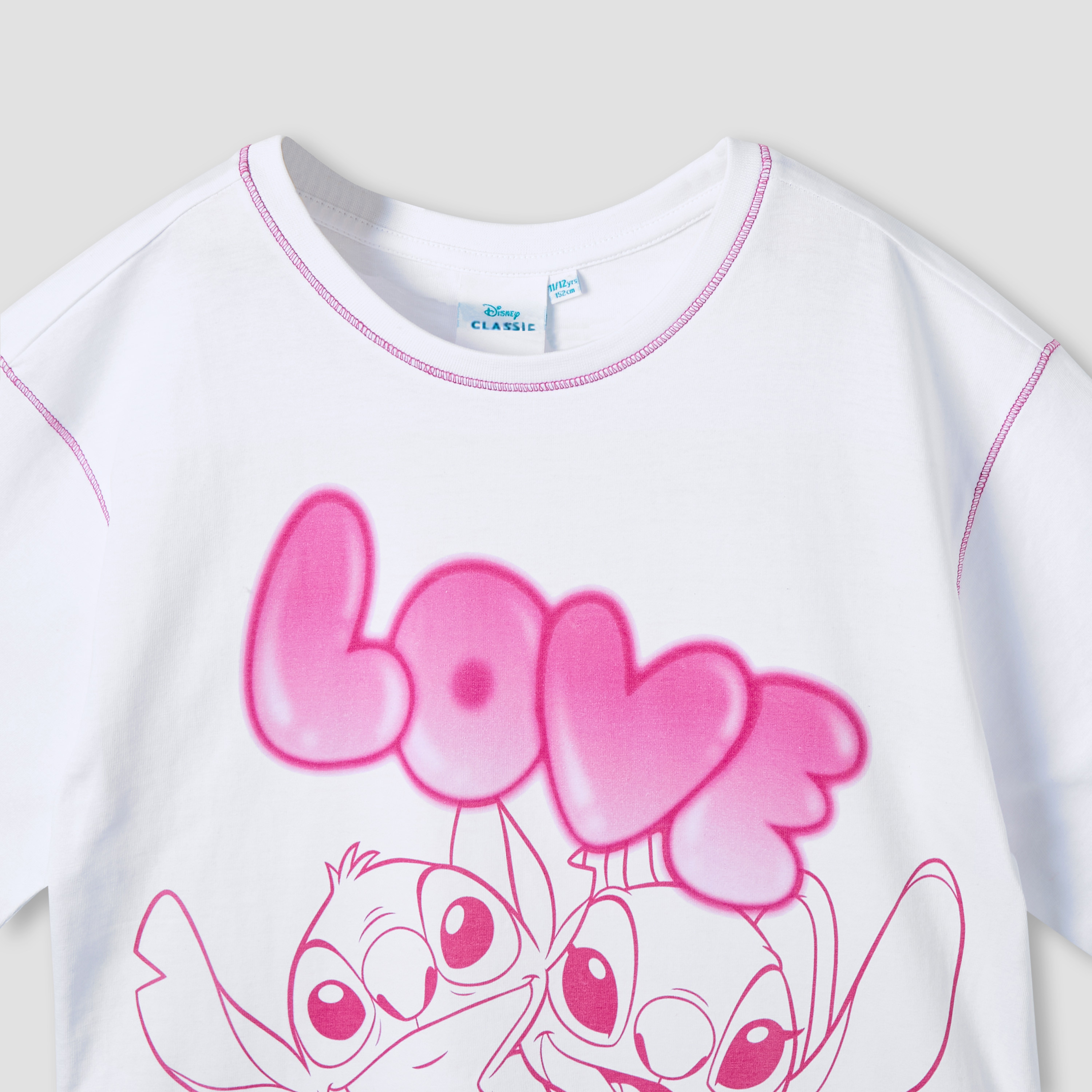 Disney Girls Crew Neck T-shirt with Stitch and Angel Print - Cotton - Short Sleeves-girls-clothing-tshirts-image-3