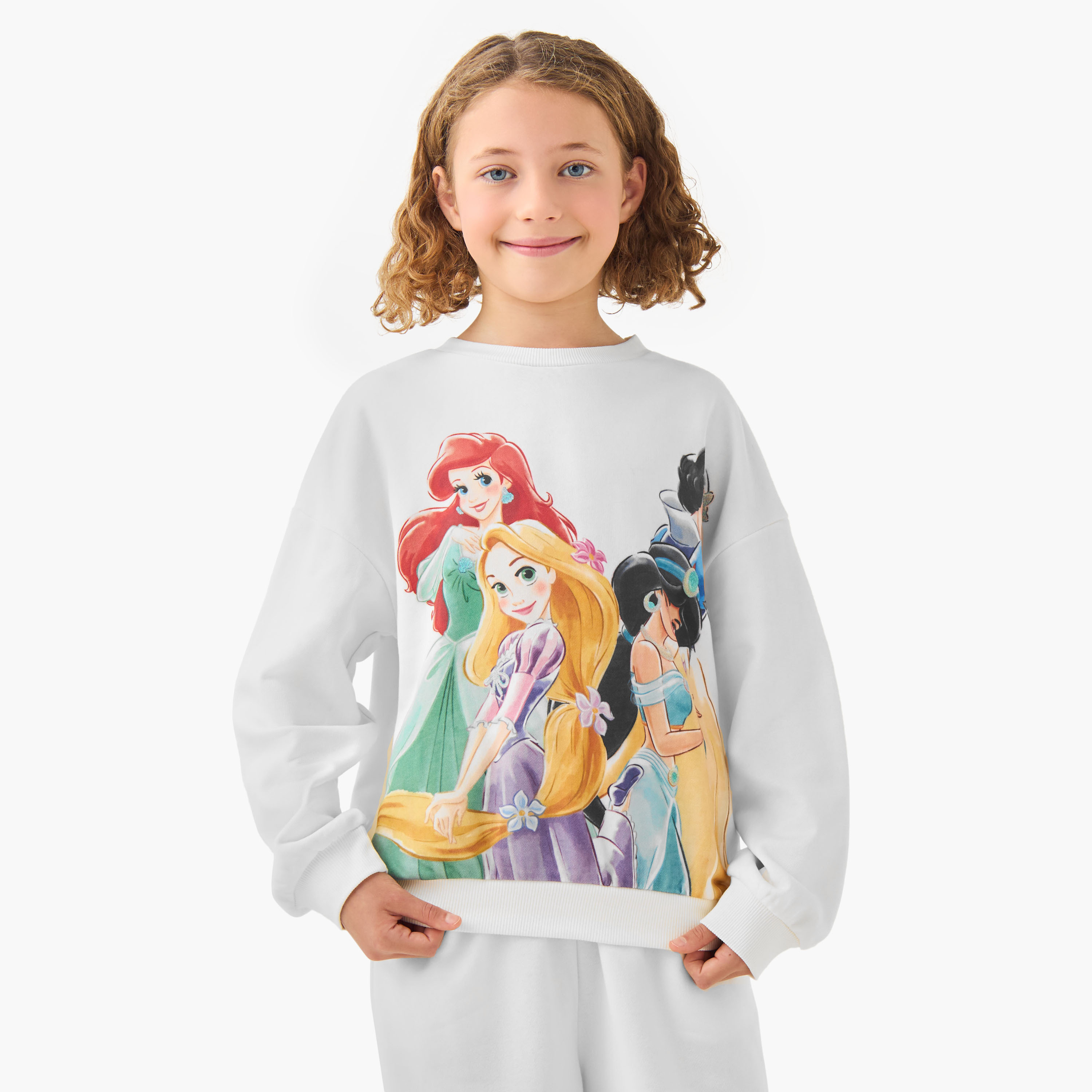 Disney Princess Print Sweatshirt with Long Sleeves-girls-clothing-sweatshirts-image-1