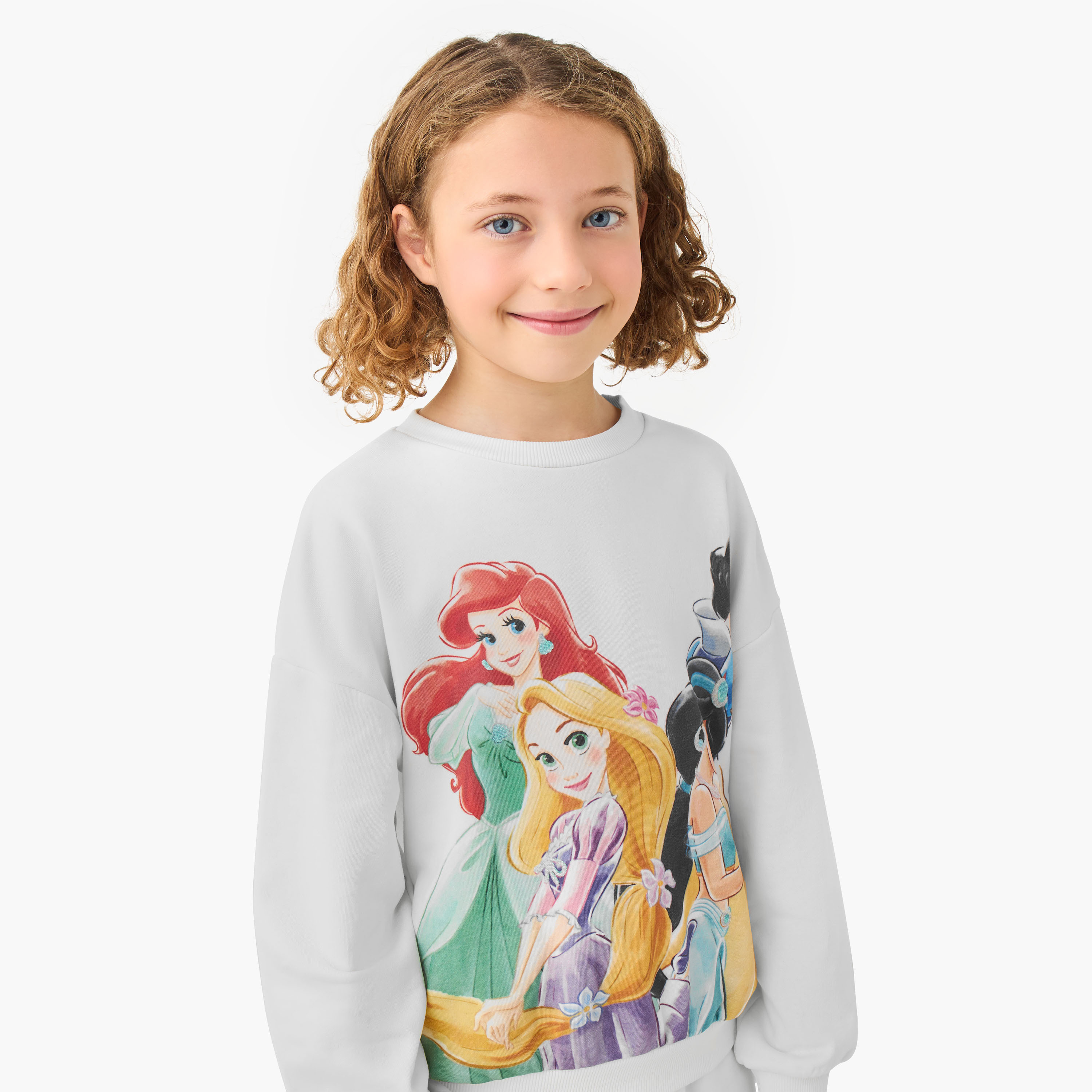 Disney Princess Print Sweatshirt with Long Sleeves-girls-clothing-sweatshirts-image-4
