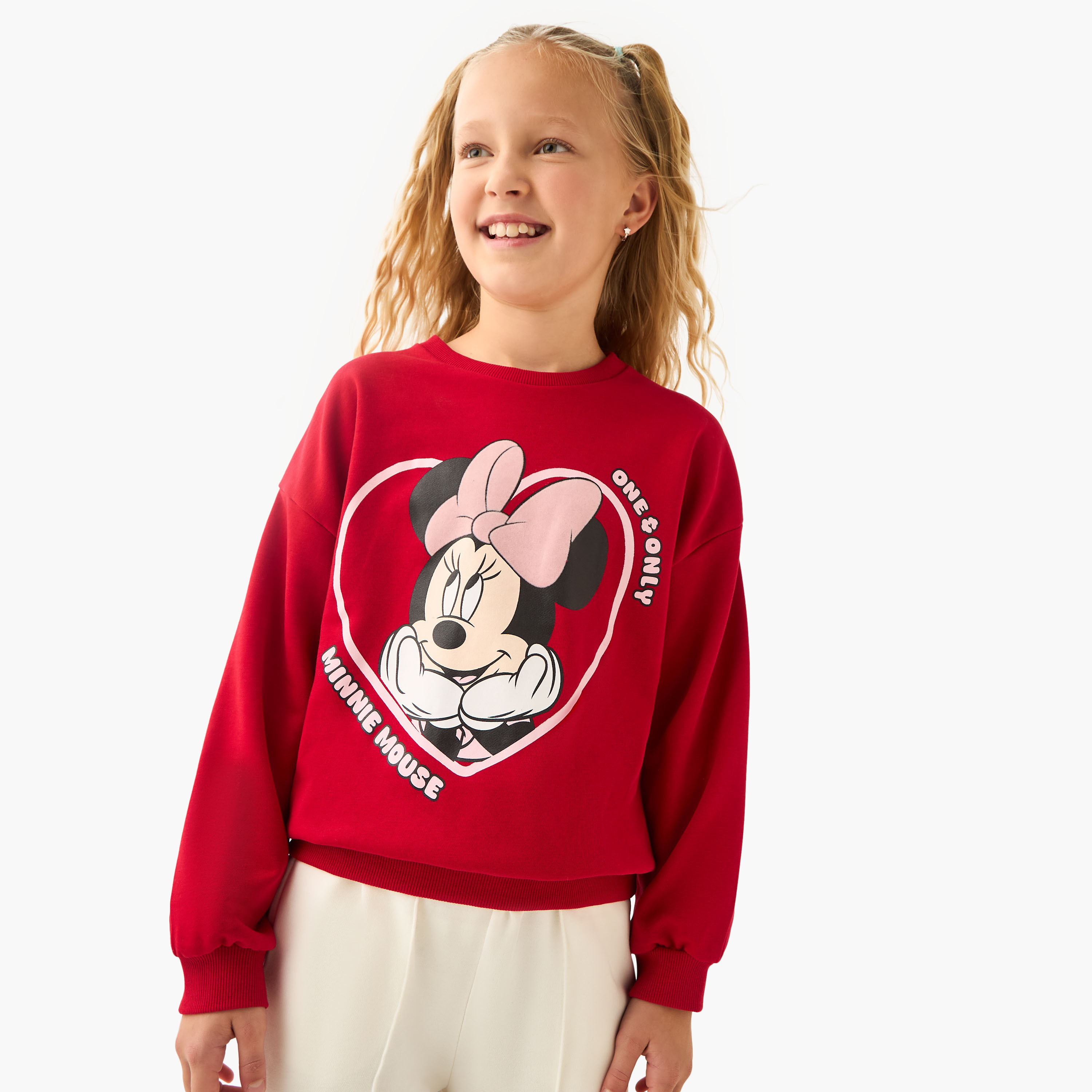 Disney Minnie Mouse Graphic Print Sweatshirt with Long Sleeves-girls-clothing-sweatshirts-image-1