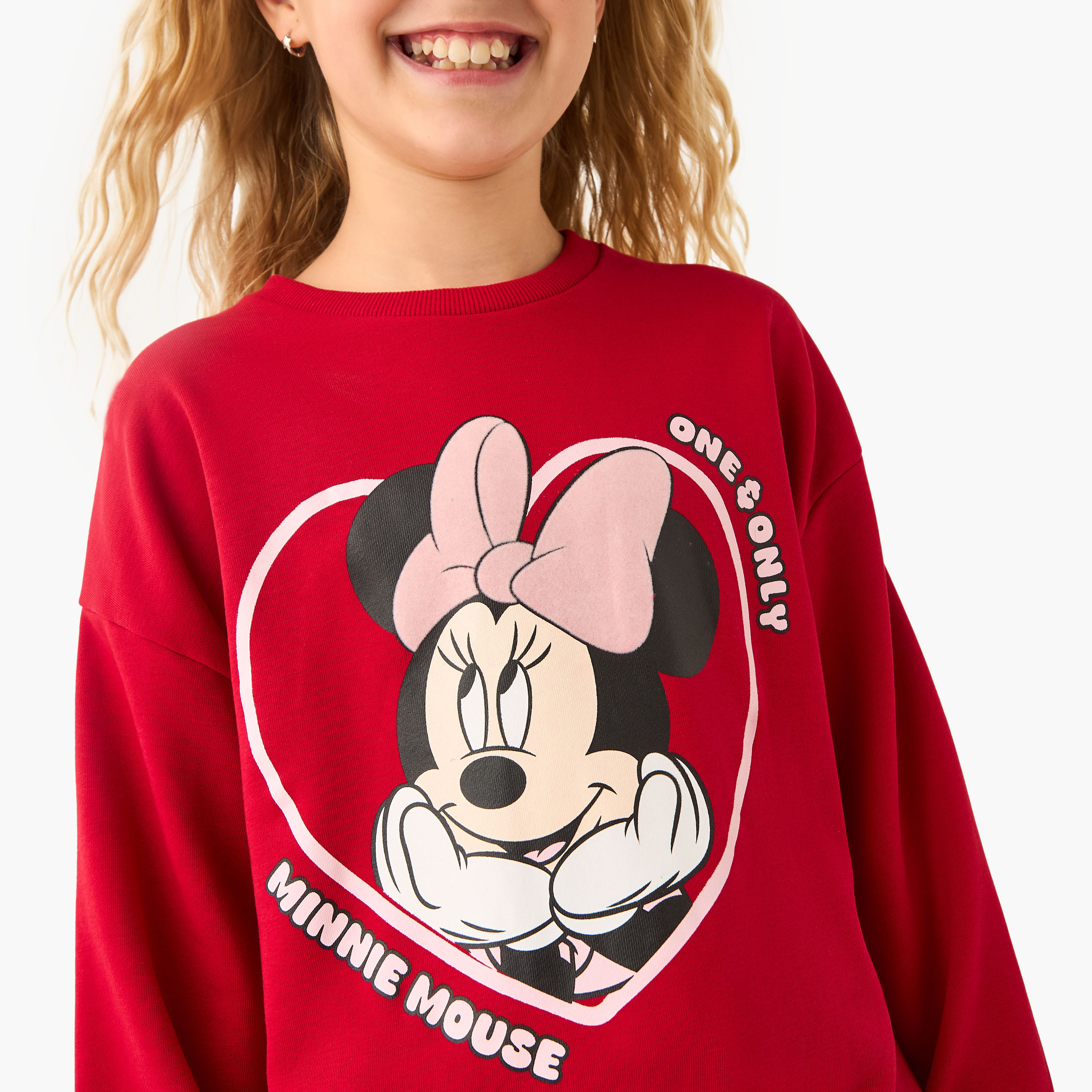 Disney Minnie Mouse Graphic Print Sweatshirt with Long Sleeves-girls-clothing-sweatshirts-image-4
