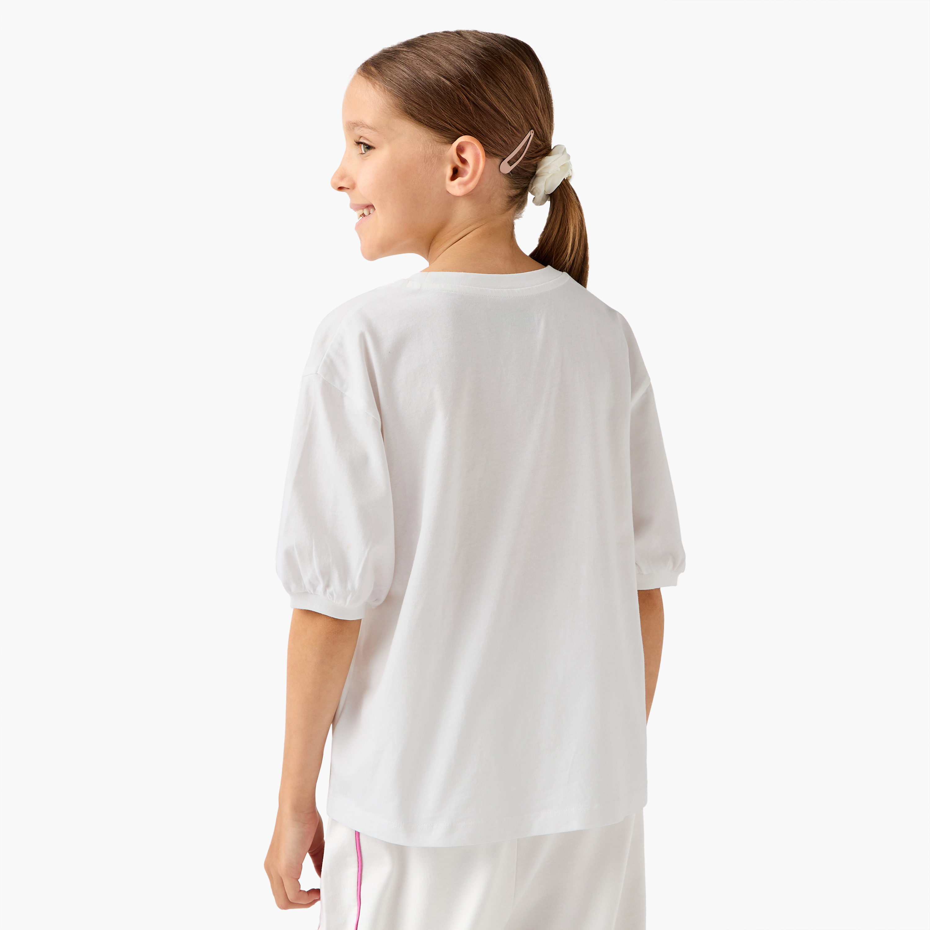 Kappa Logo Print T-shirt with Short Sleeves-girls-clothing-tshirts-image-3