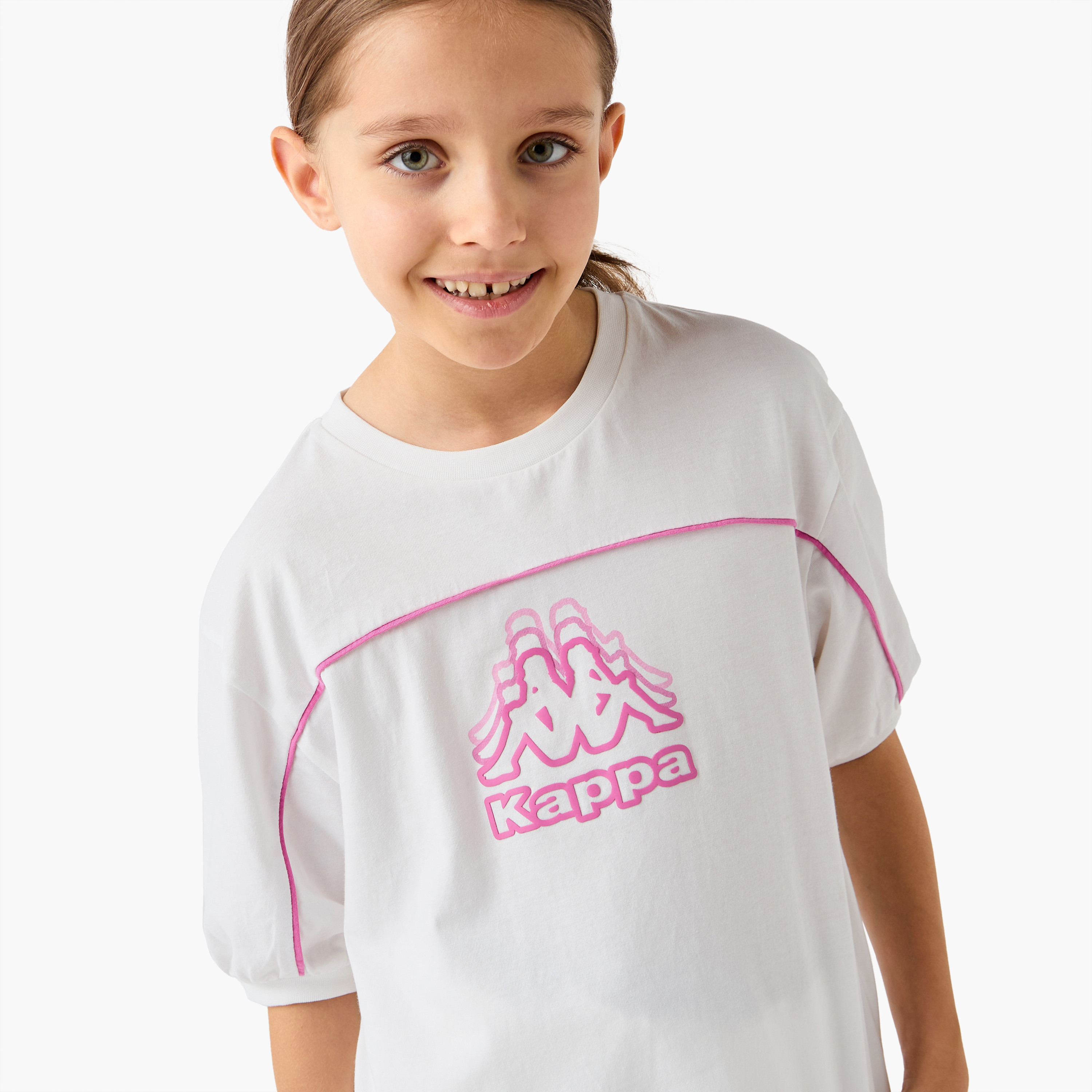Kappa Logo Print T-shirt with Short Sleeves-girls-clothing-tshirts-image-4