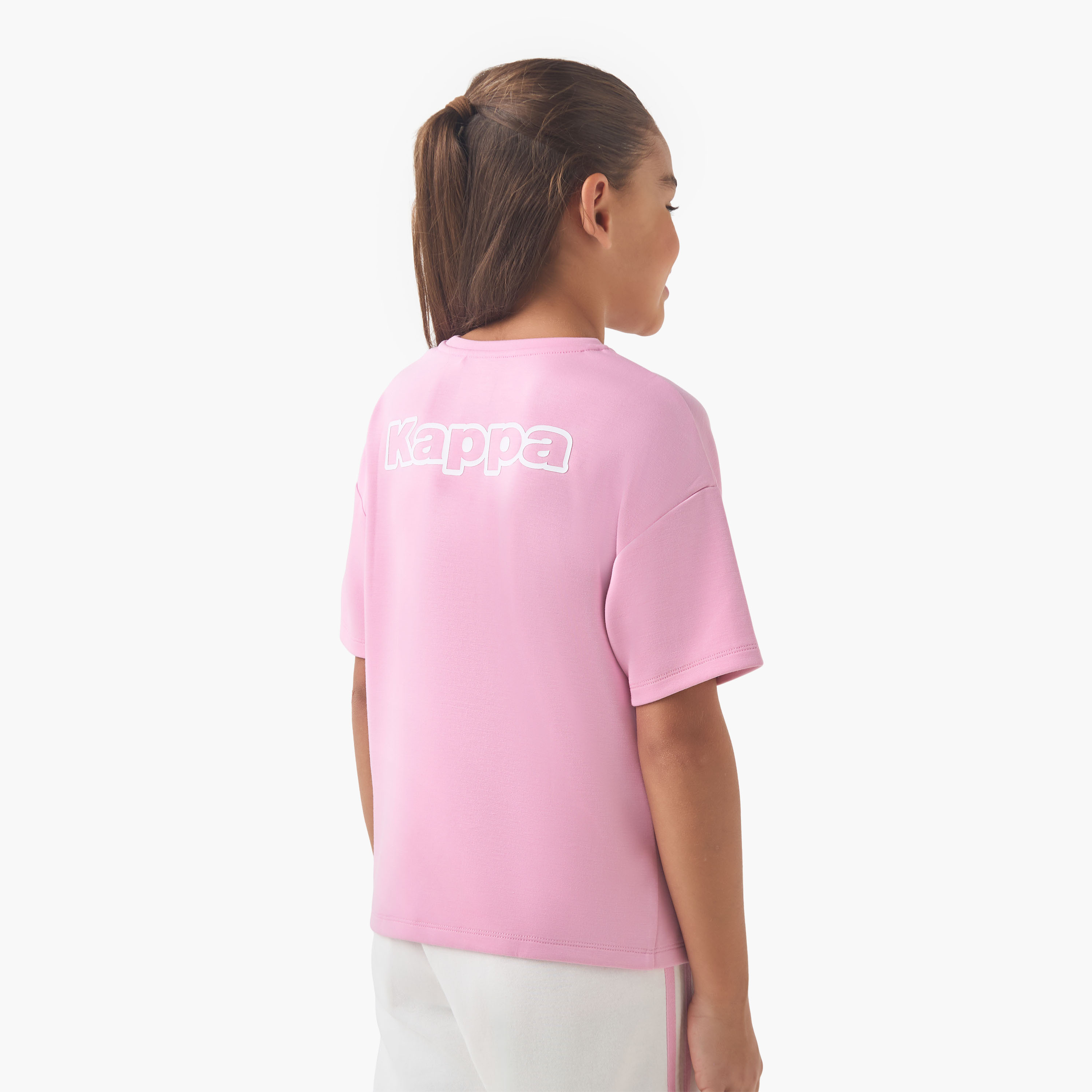 تيشيرت قطن بياقة ضيقة وأكمام قصيرة وكسرات للبنات من كابا-sports-girls-clothing-tops-image-3